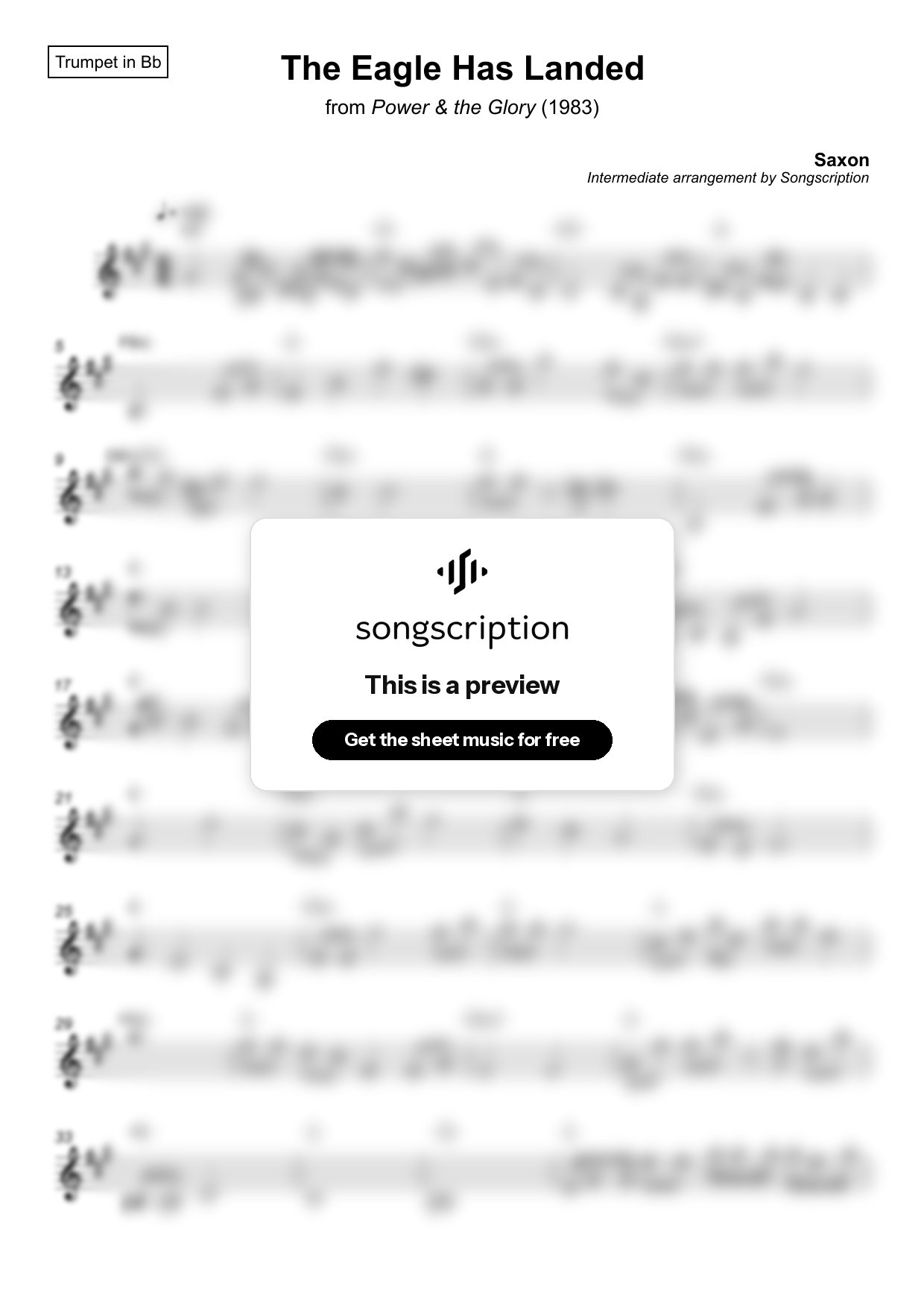 Intermediate Trumpet Sheet Music for "The Eagle Has Landed" by Saxon