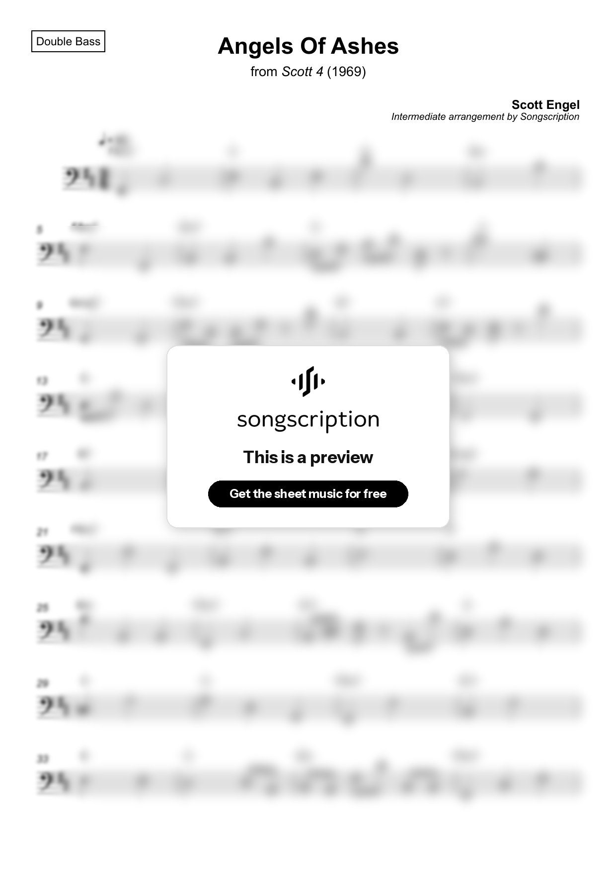 Intermediate Double Bass Sheet Music for "Angels Of Ashes" by Scott Engel