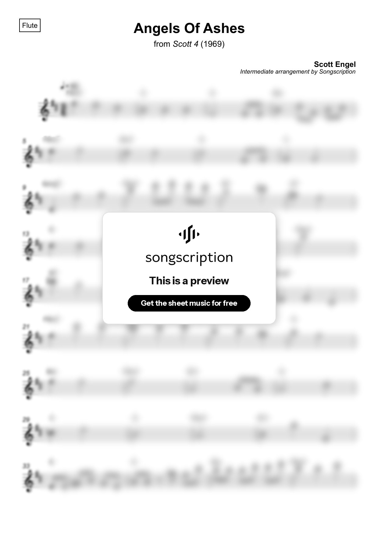 Intermediate Flute Sheet Music for "Angels Of Ashes" by Scott Engel