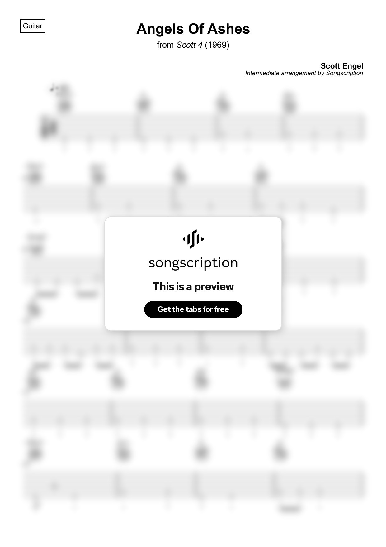 Intermediate Acoustic Guitar Tabs for "Angels Of Ashes" by Scott Engel