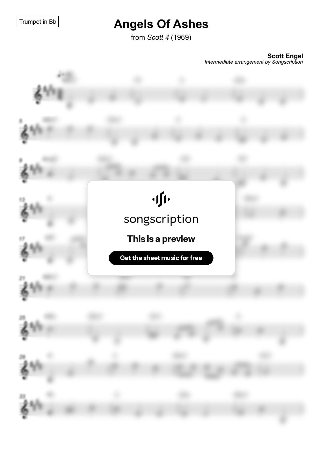 Intermediate Trumpet Sheet Music for "Angels Of Ashes" by Scott Engel