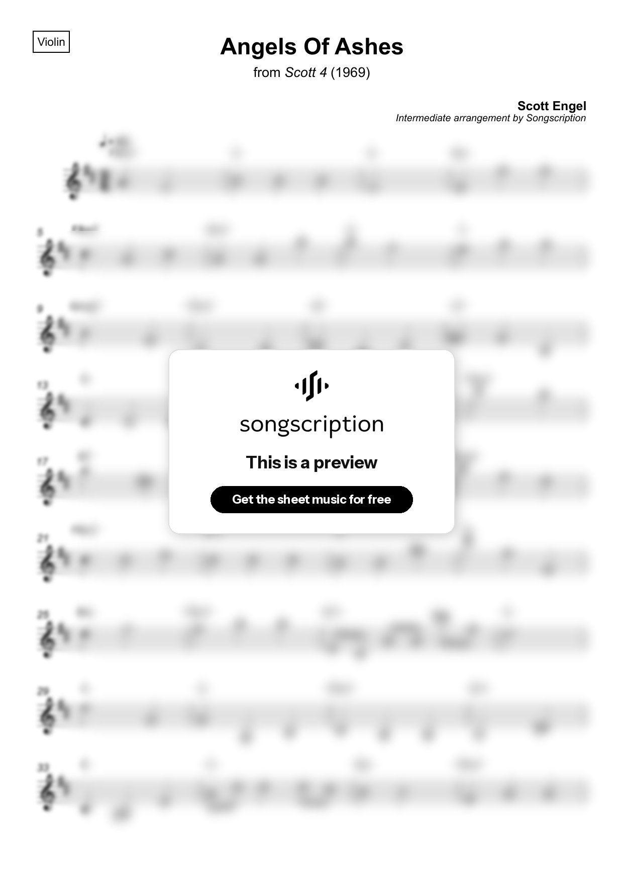 Intermediate Violin Sheet Music for "Angels Of Ashes" by Scott Engel