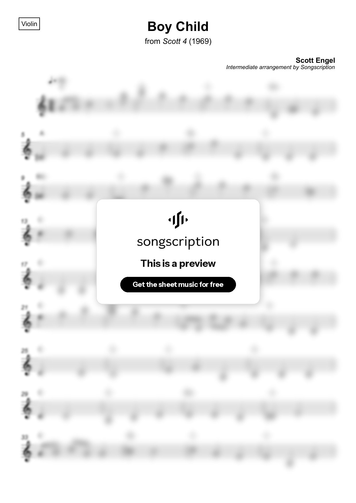 Intermediate Violin Sheet Music for "Boy Child" by Scott Engel