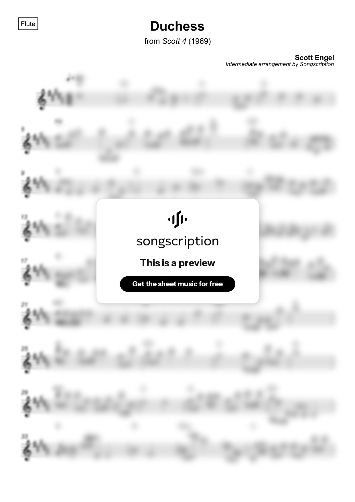 Intermediate Flute Sheet Music for "Duchess" by Scott Engel