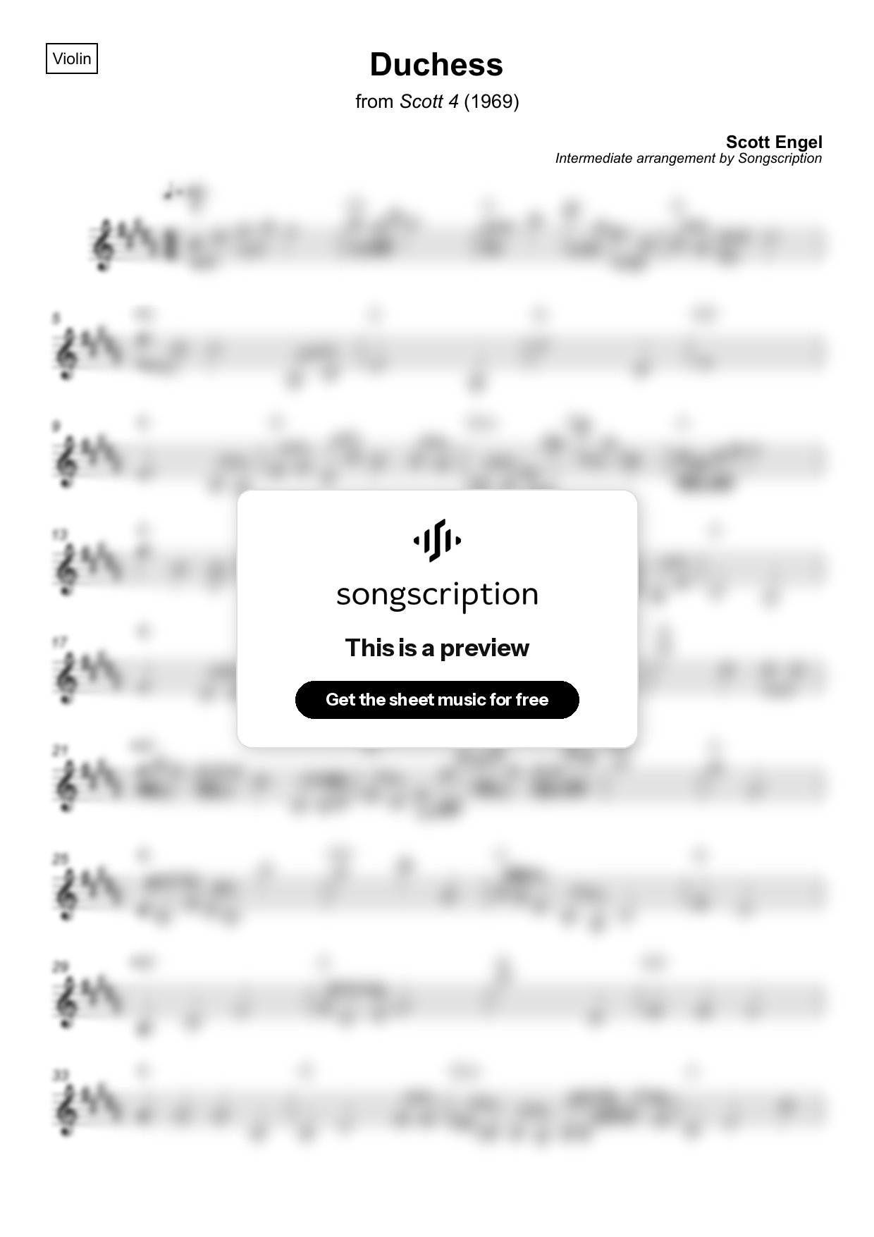 Intermediate Violin Sheet Music for "Duchess" by Scott Engel
