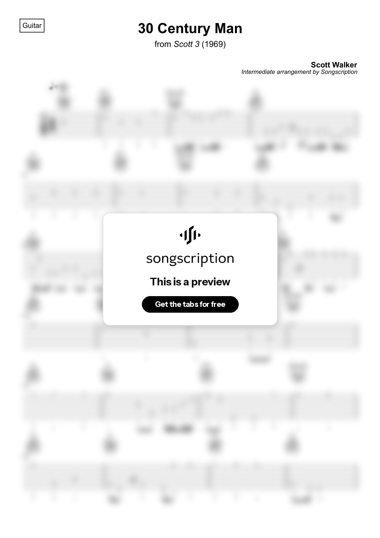 Intermediate Acoustic Guitar Tabs for "30 Century Man" by Scott Walker
