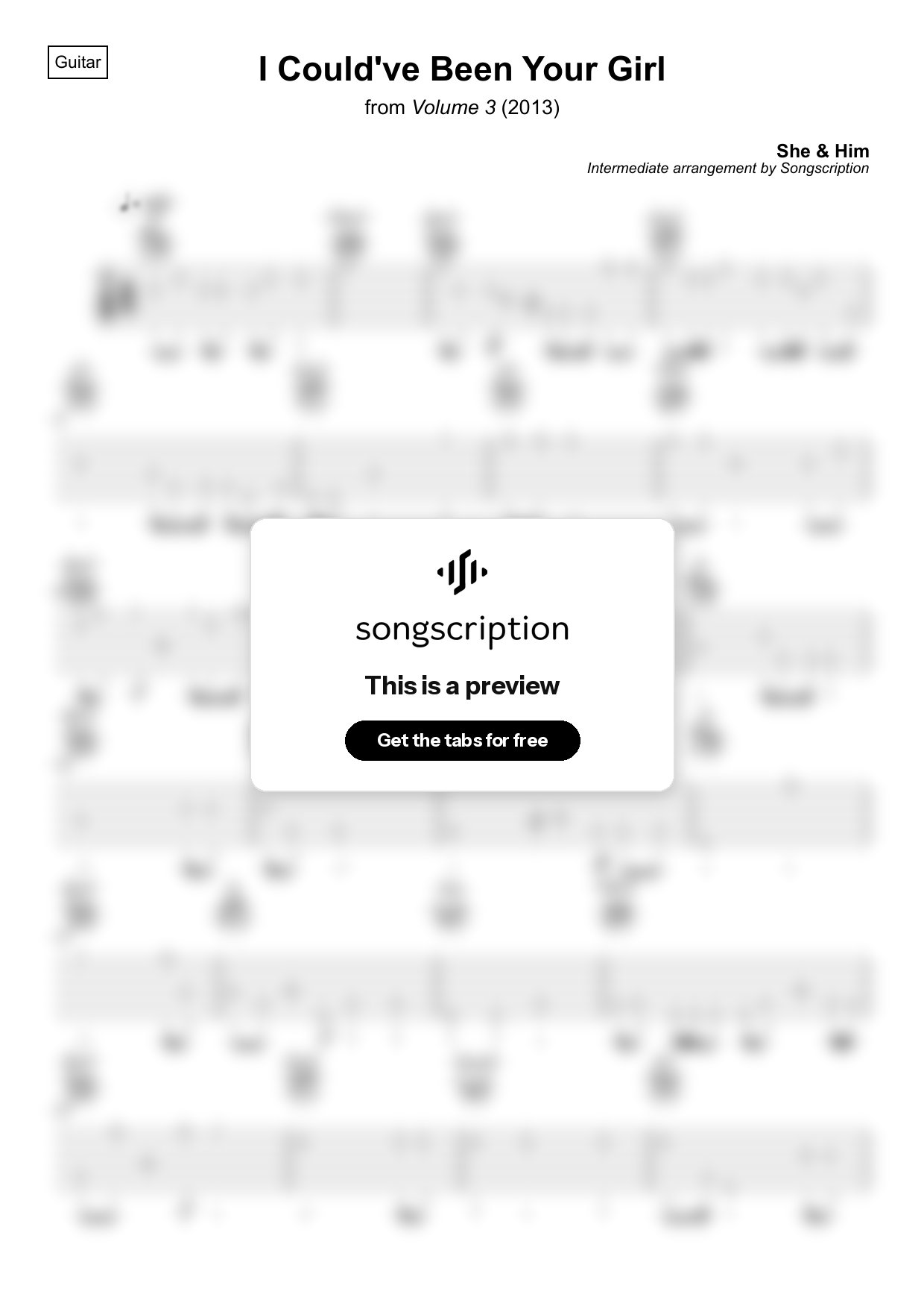 Intermediate Acoustic Guitar Tabs for "I Could've Been Your Girl" by She & Him