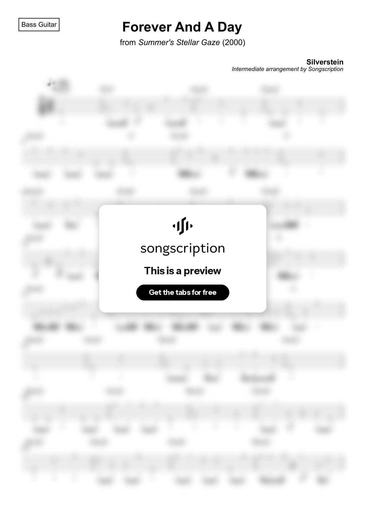 Intermediate Bass Guitar Tabs for "Forever And A Day" by Silverstein
