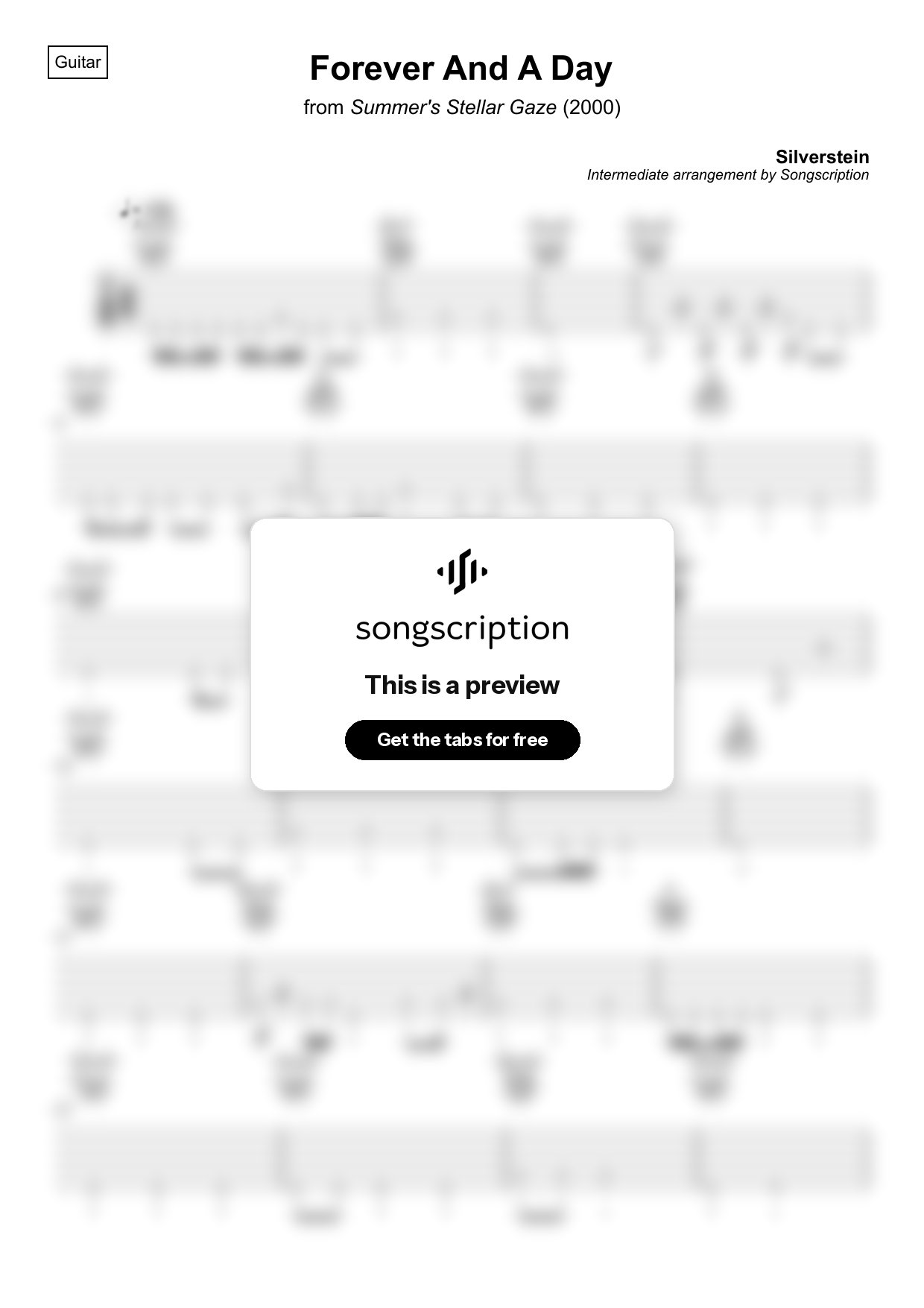 Intermediate Acoustic Guitar Tabs for "Forever And A Day" by Silverstein