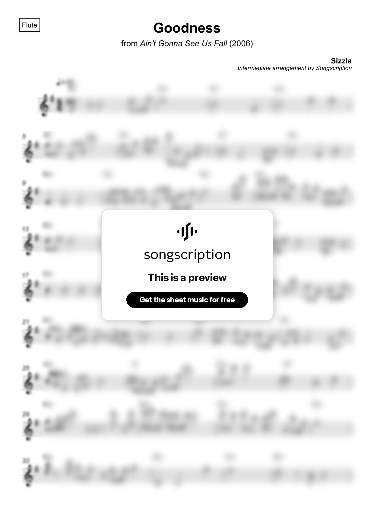 Intermediate Flute Sheet Music for "Goodness" by Sizzla