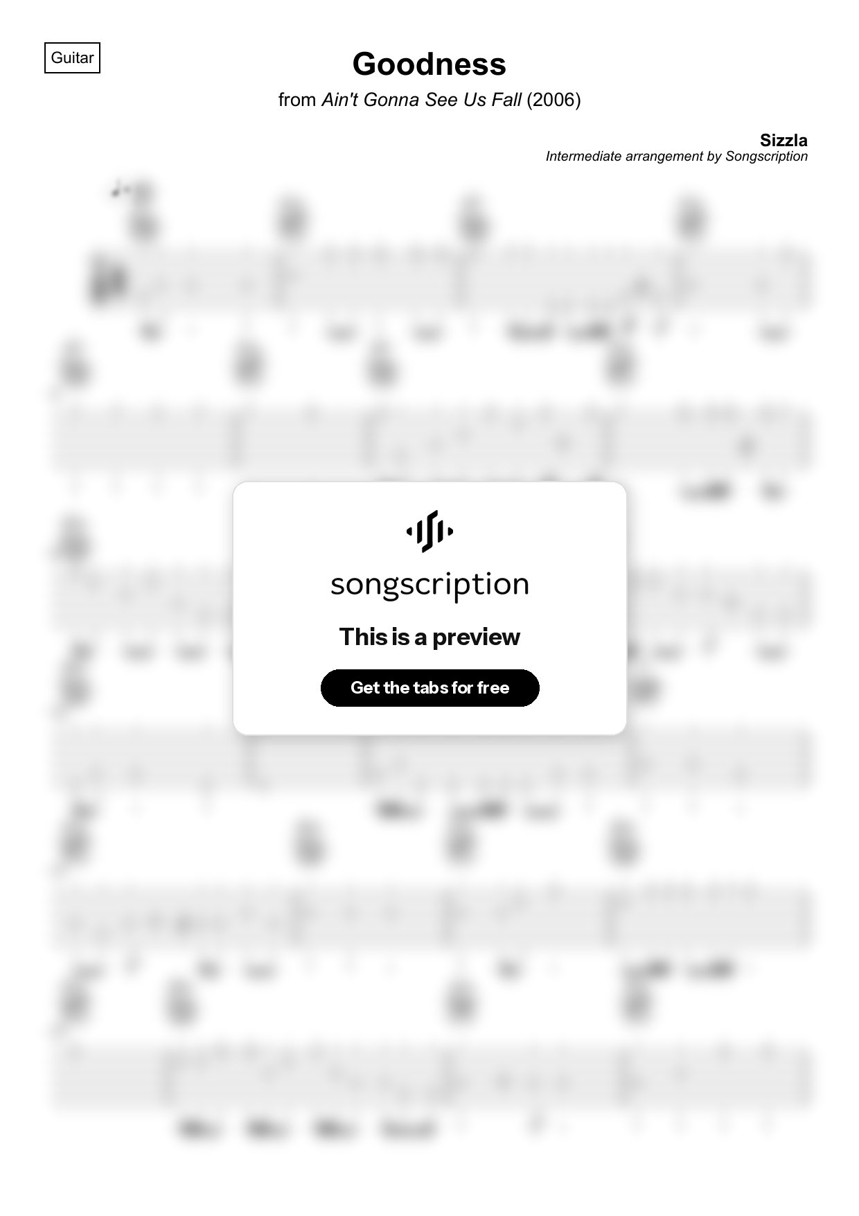 Intermediate Acoustic Guitar Tabs for "Goodness" by Sizzla