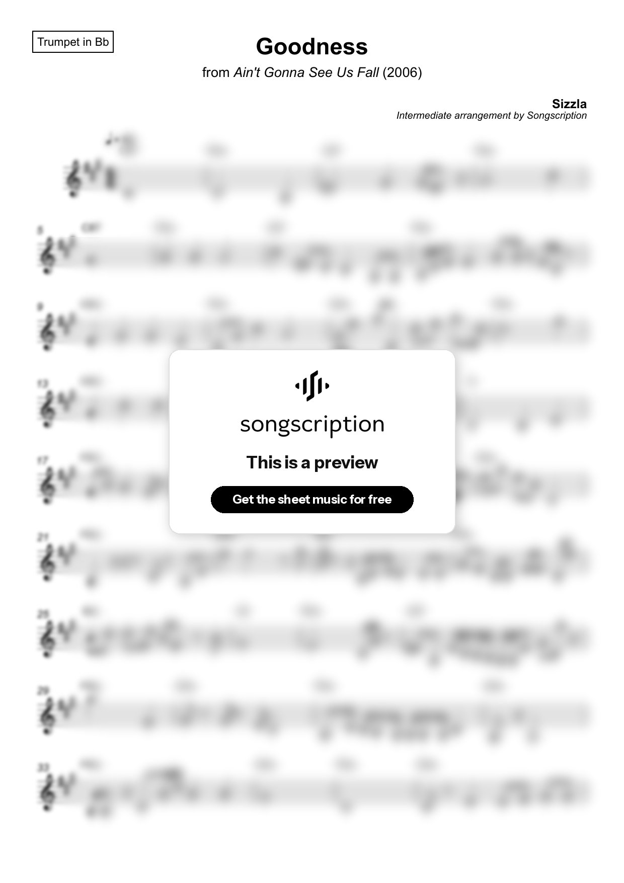 Intermediate Trumpet Sheet Music for "Goodness" by Sizzla