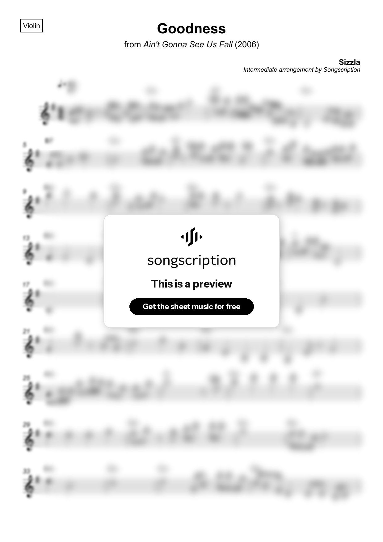 Intermediate Violin Sheet Music for "Goodness" by Sizzla