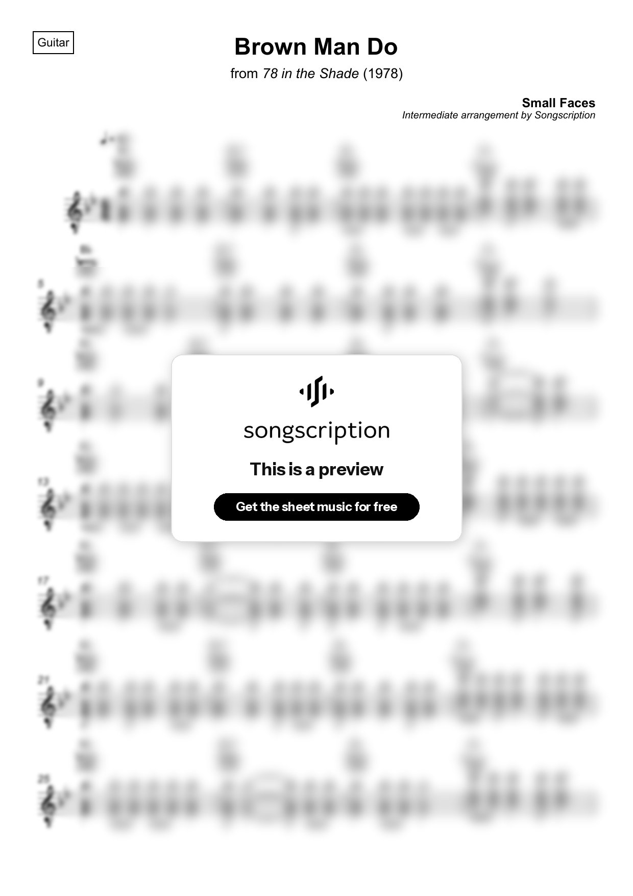 Intermediate Acoustic Guitar Sheet Music for "Brown Man Do" by Small Faces