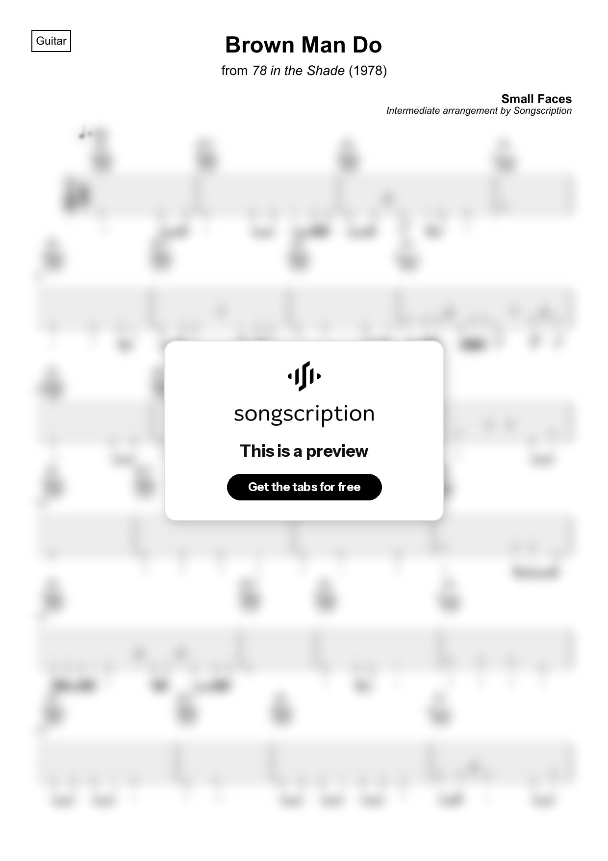 Intermediate Acoustic Guitar Tabs for "Brown Man Do" by Small Faces