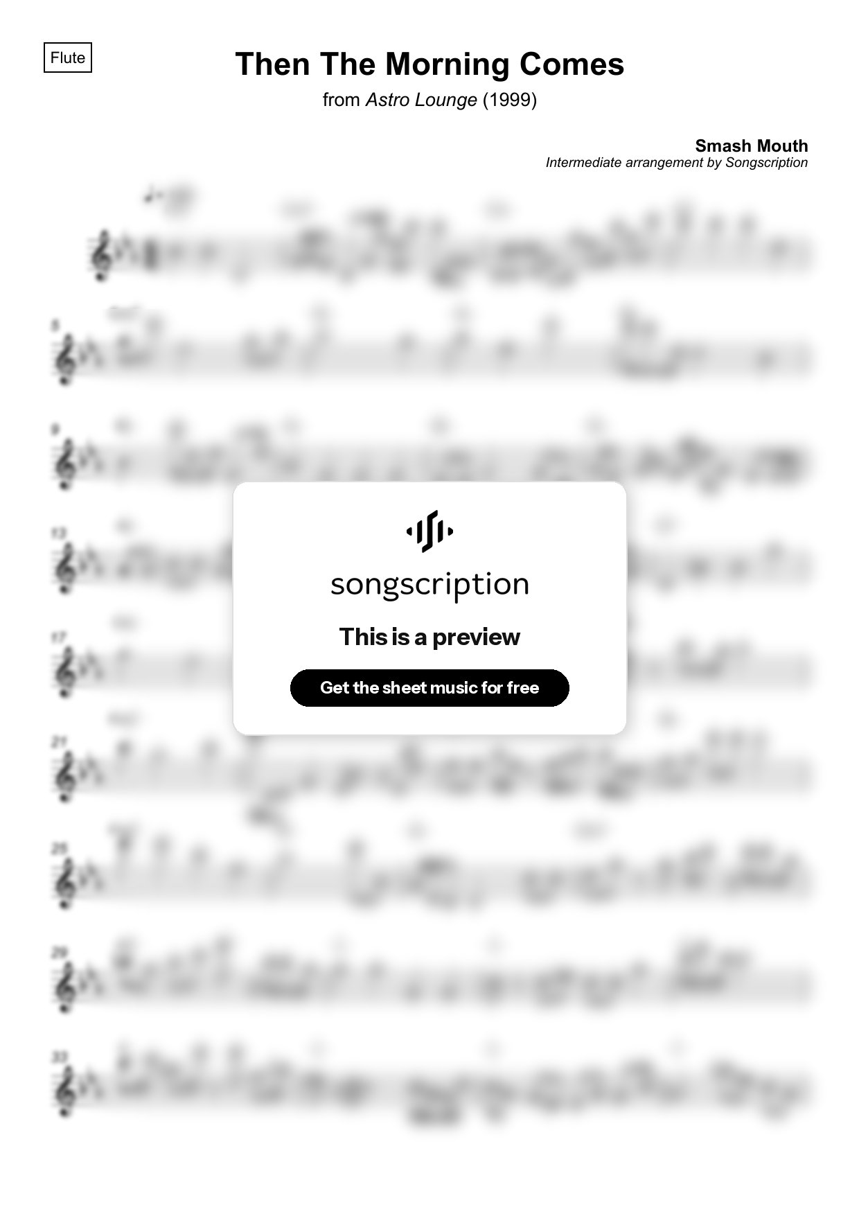 Intermediate Flute Sheet Music for "Then The Morning Comes" by Smash Mouth