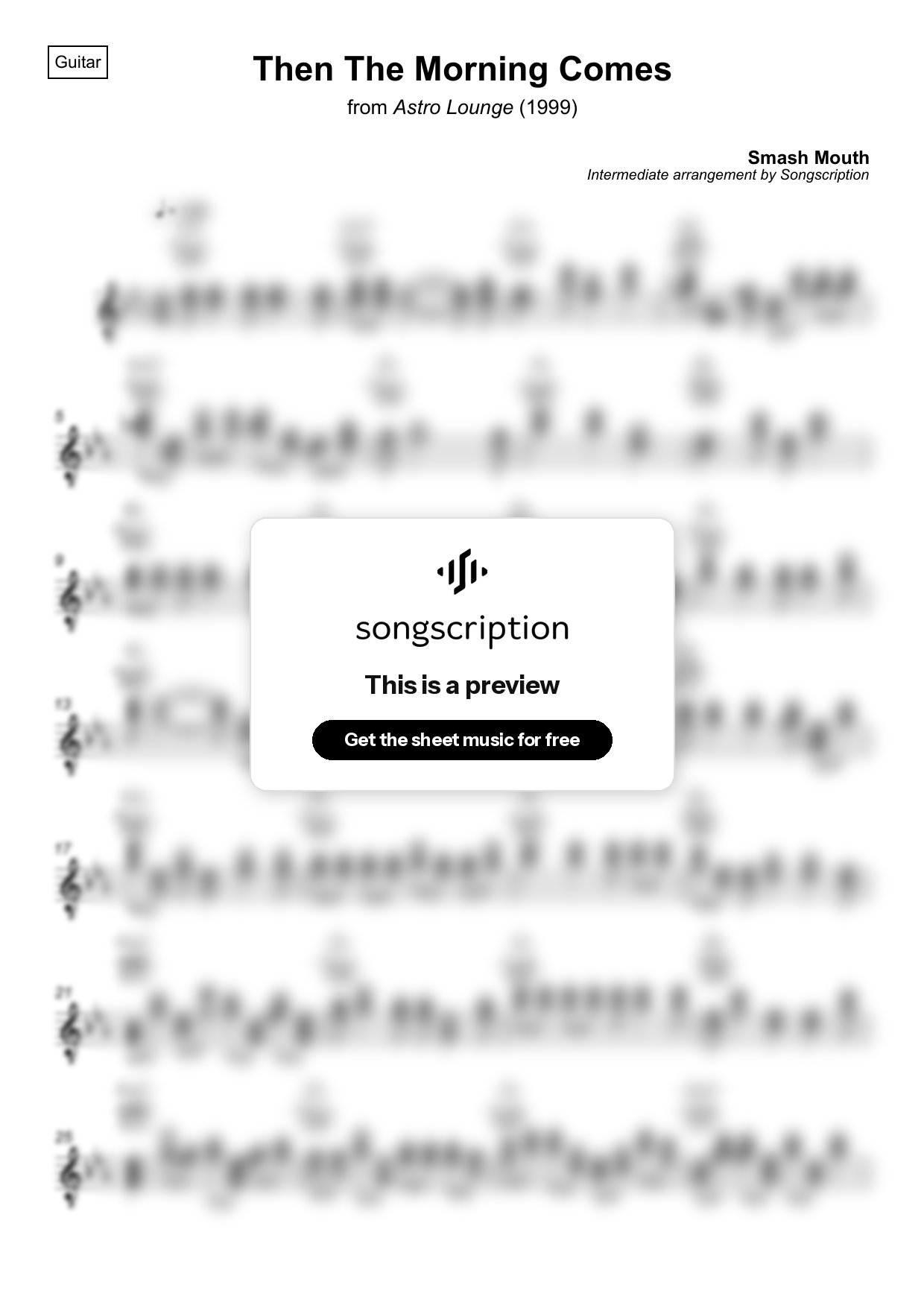 Intermediate Acoustic Guitar Sheet Music for "Then The Morning Comes" by Smash Mouth