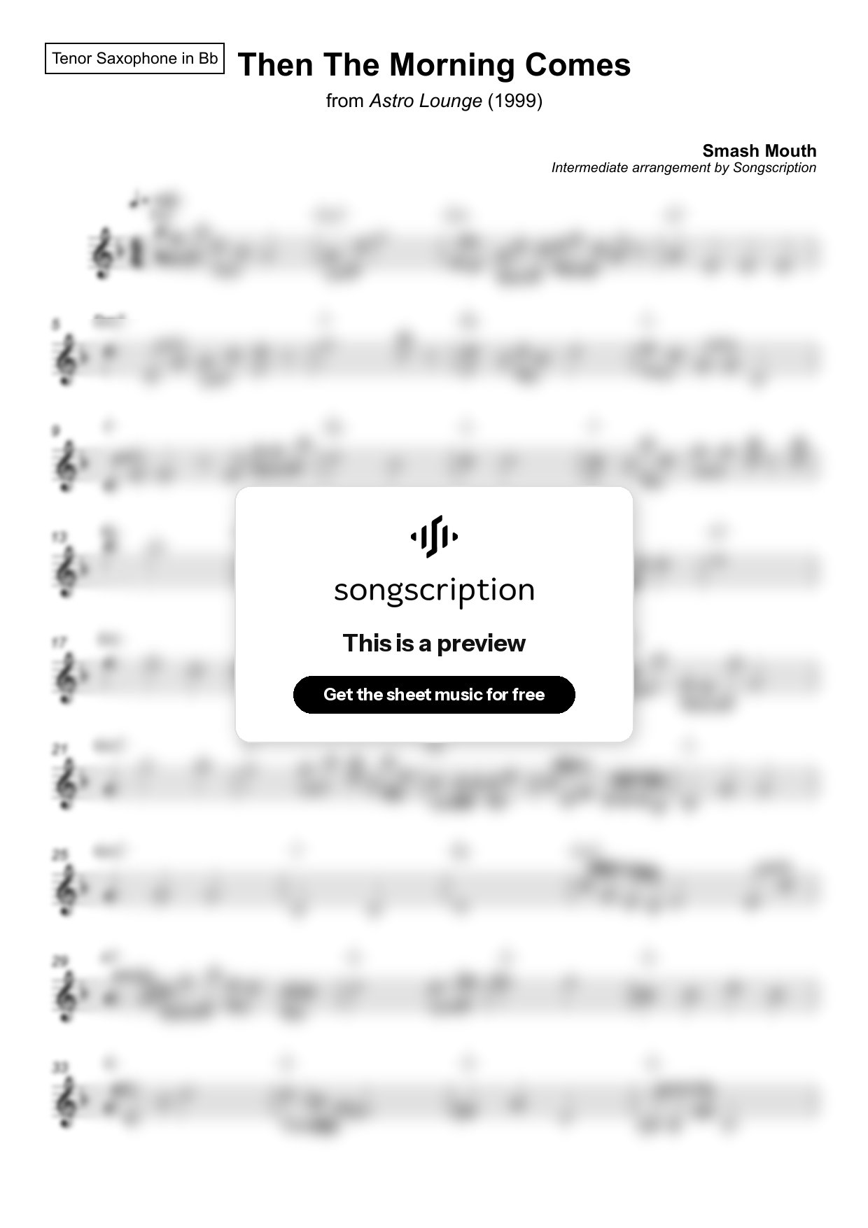 Intermediate Tenor Sax Sheet Music for "Then The Morning Comes" by Smash Mouth