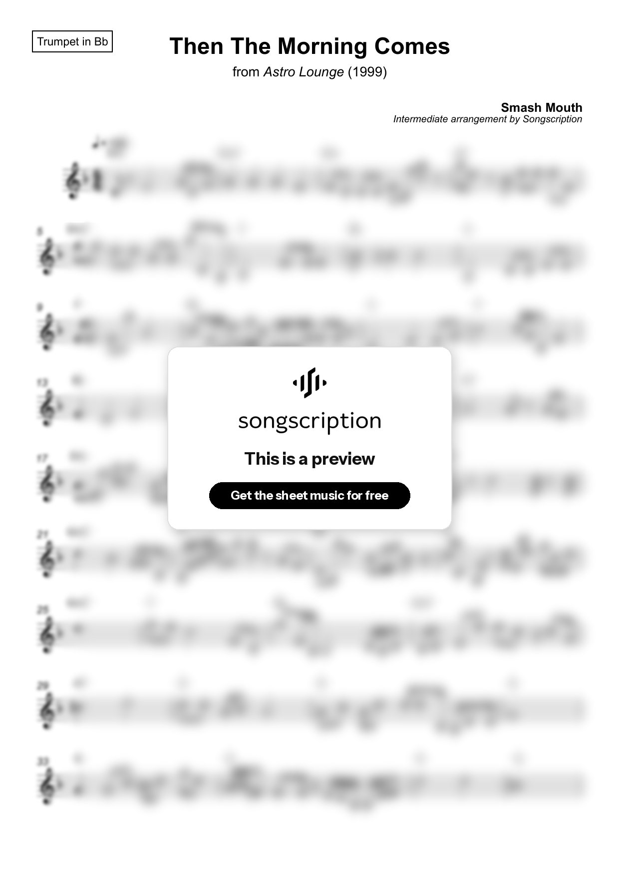 Intermediate Trumpet Sheet Music for "Then The Morning Comes" by Smash Mouth