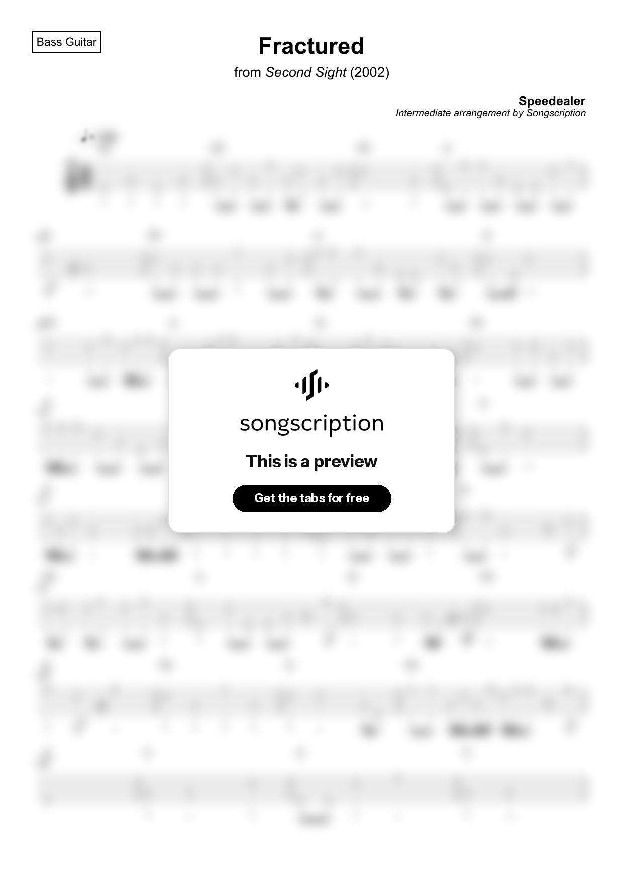 Intermediate Bass Guitar Tabs for "Fractured" by Speedealer