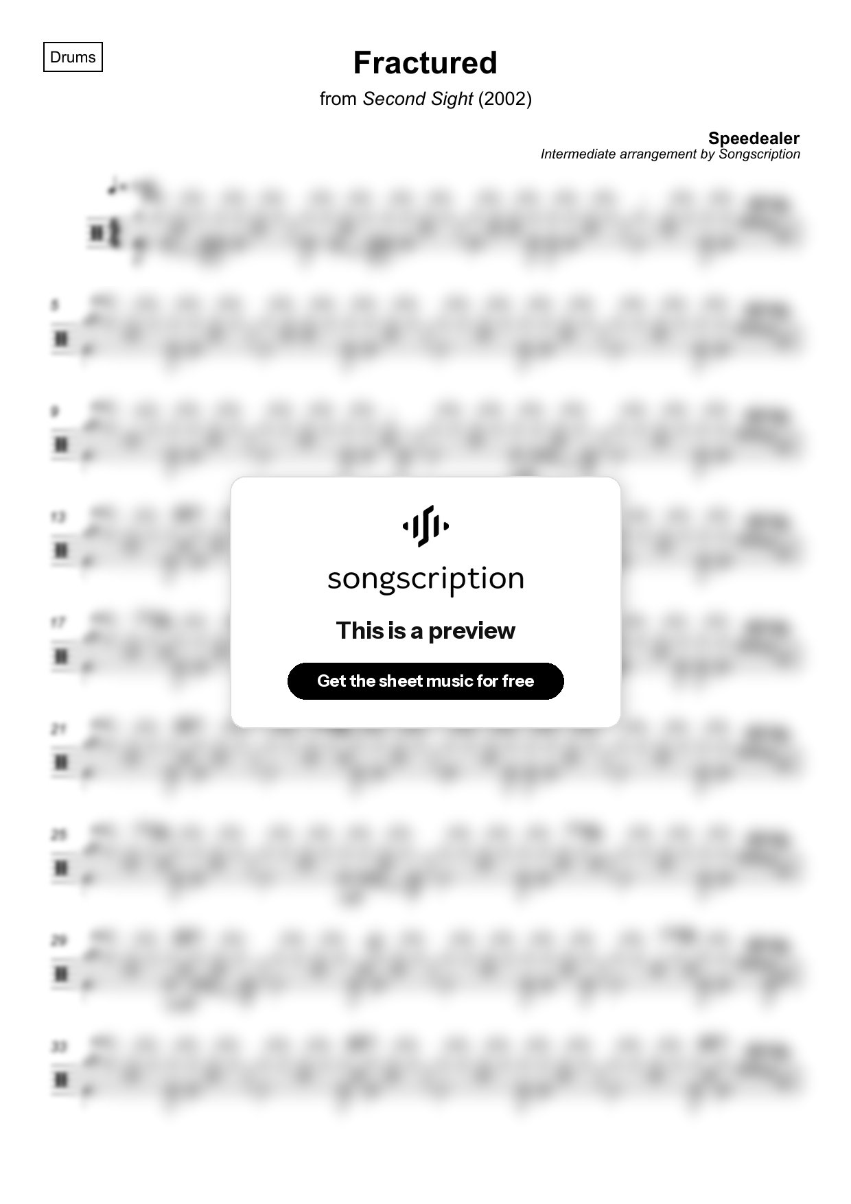 Intermediate Drums Sheet Music for "Fractured" by Speedealer