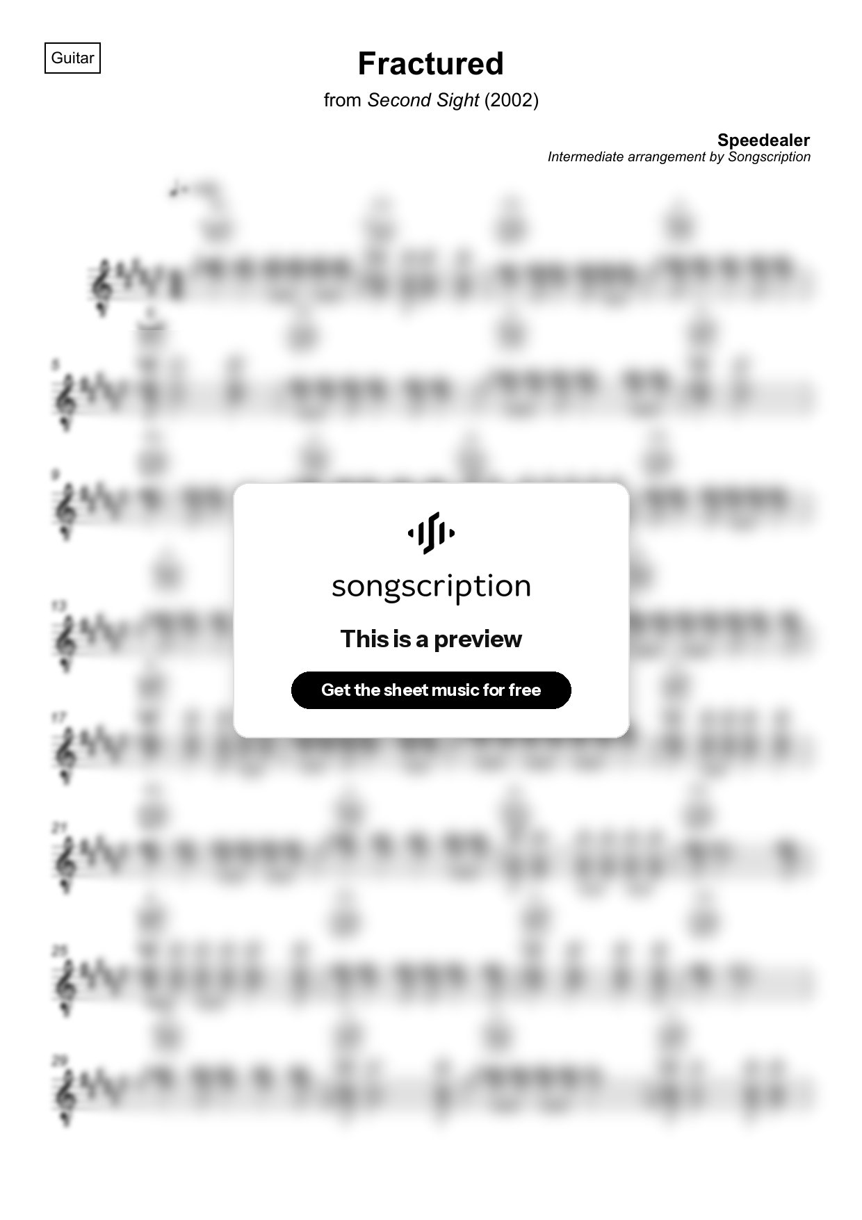 Intermediate Acoustic Guitar Sheet Music for "Fractured" by Speedealer