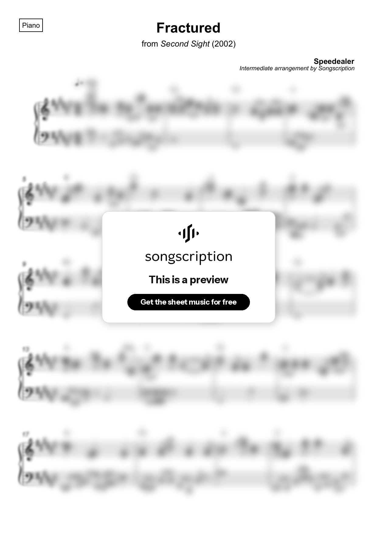 Intermediate Piano Sheet Music for "Fractured" by Speedealer