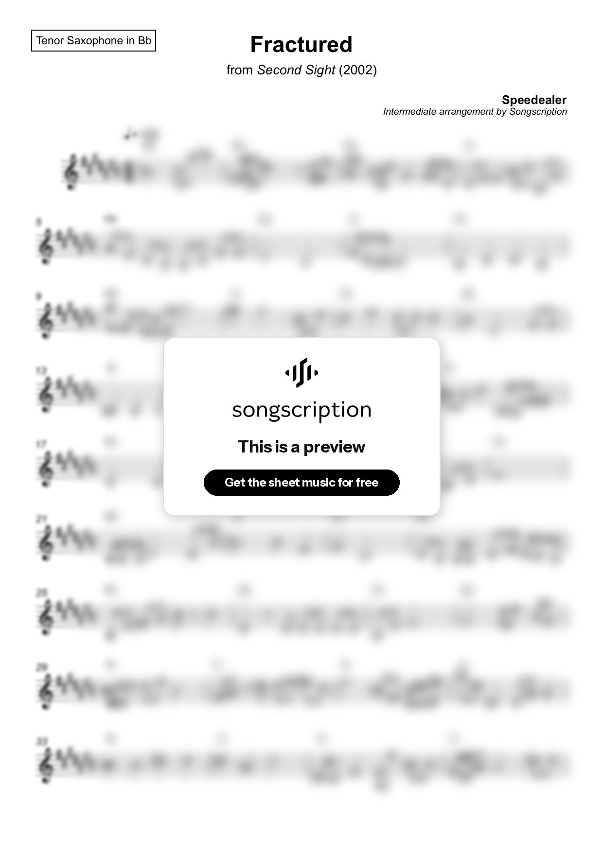 Intermediate Tenor Sax Sheet Music for "Fractured" by Speedealer
