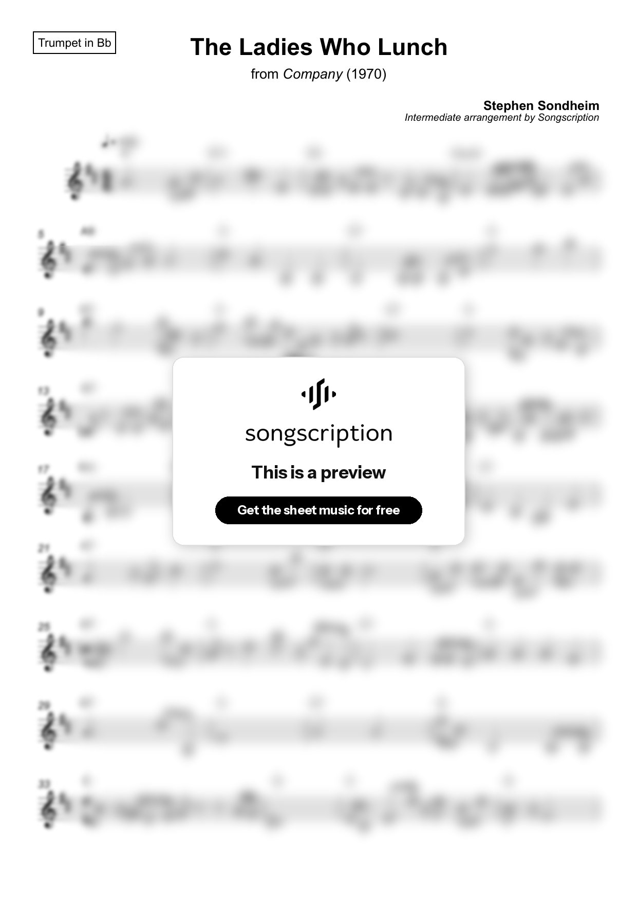 Intermediate Trumpet Sheet Music for "The Ladies Who Lunch" by Stephen Sondheim