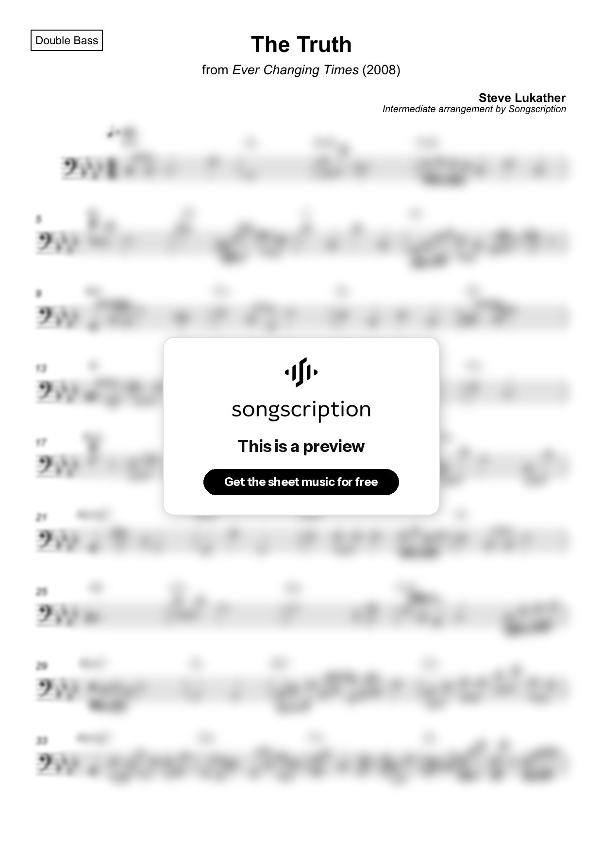 Intermediate Double Bass Sheet Music for "The Truth" by Steve Lukather