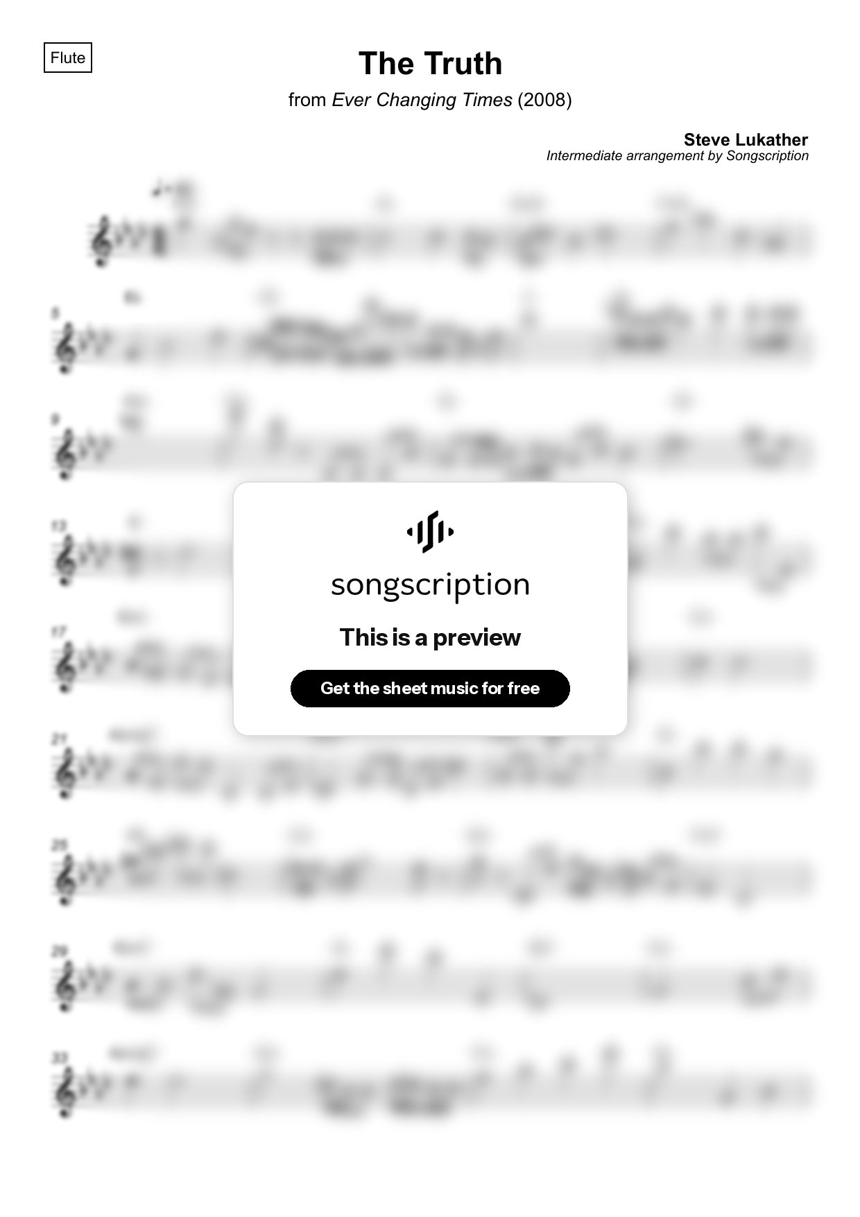 Intermediate Flute Sheet Music for "The Truth" by Steve Lukather