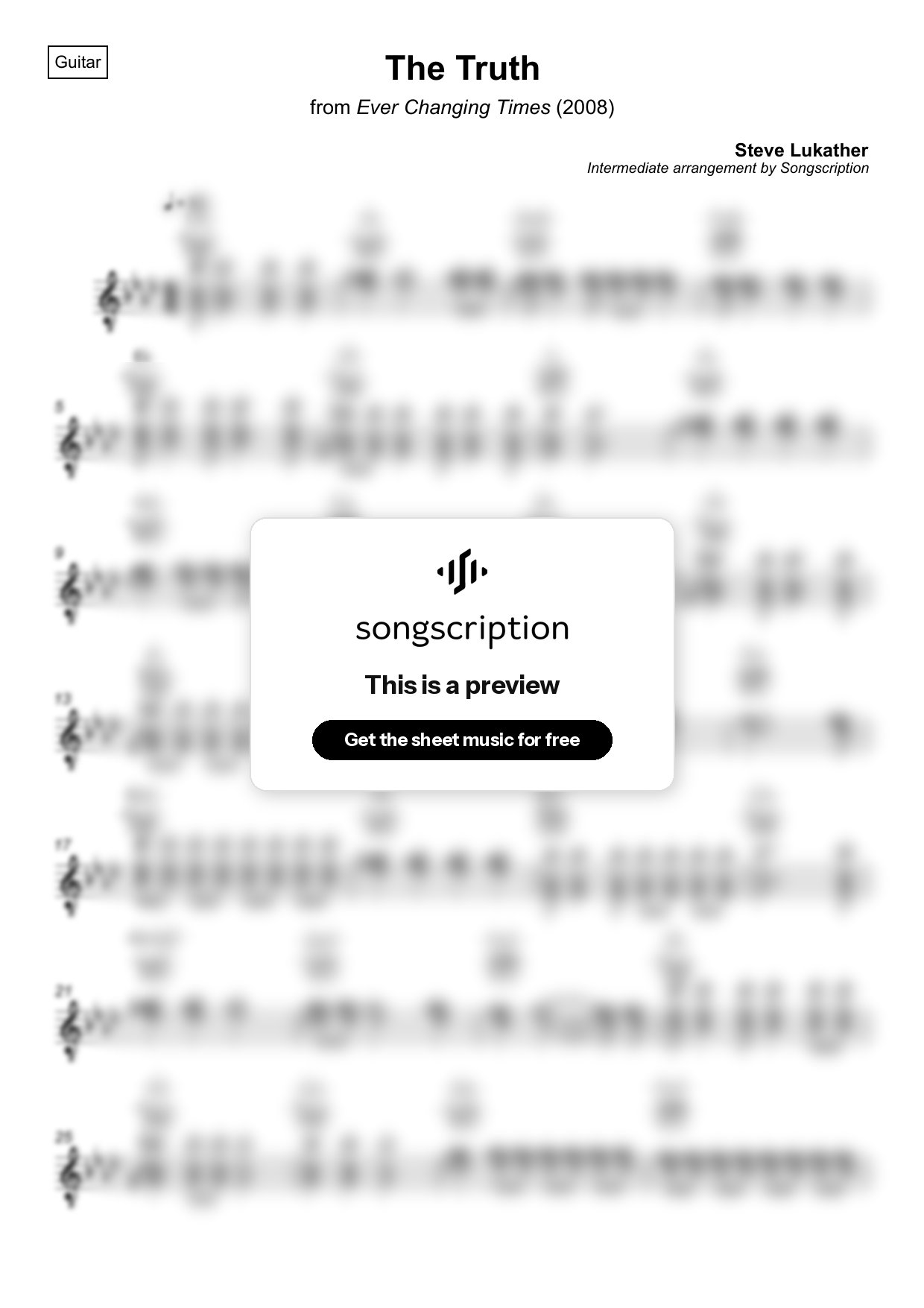 Intermediate Acoustic Guitar Sheet Music for "The Truth" by Steve Lukather
