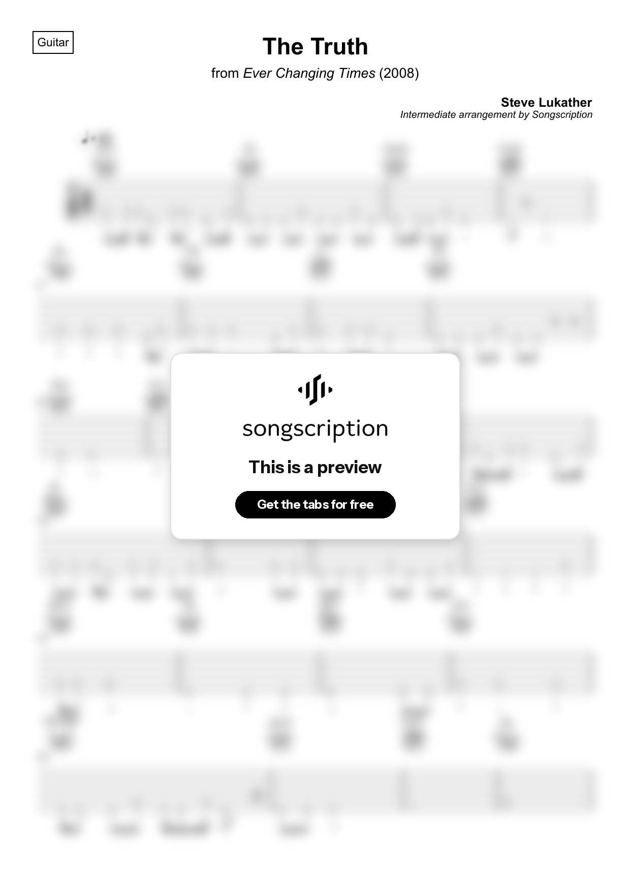 Intermediate Acoustic Guitar Tabs for "The Truth" by Steve Lukather