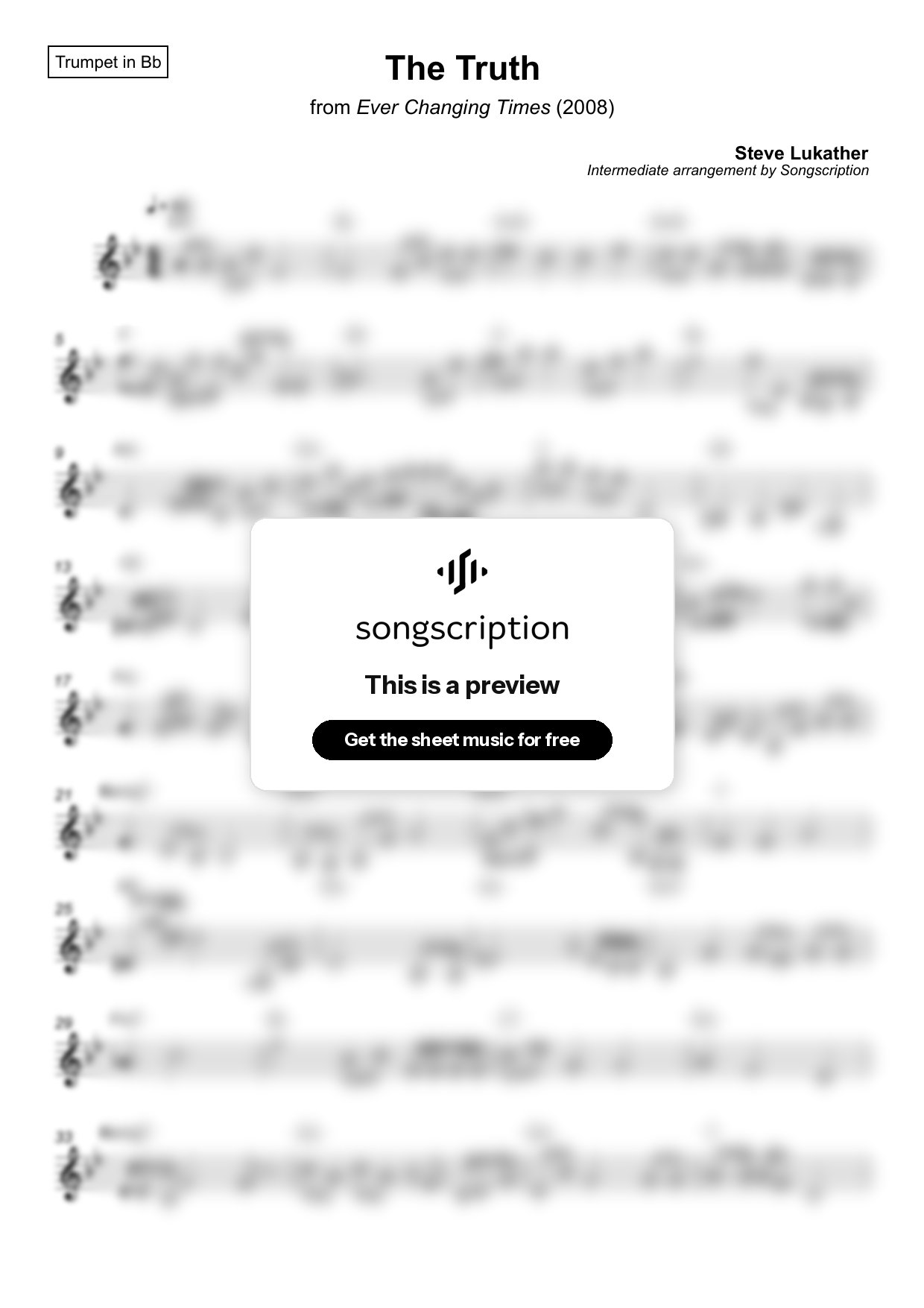Intermediate Trumpet Sheet Music for "The Truth" by Steve Lukather