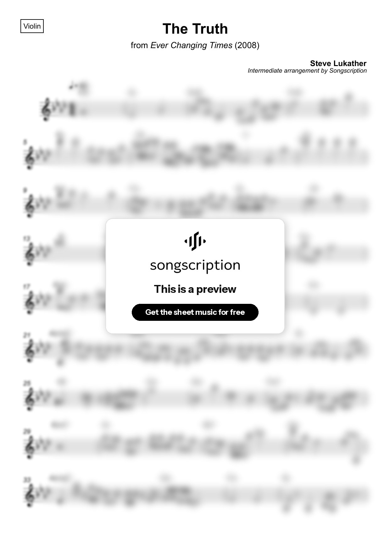 Intermediate Violin Sheet Music for "The Truth" by Steve Lukather