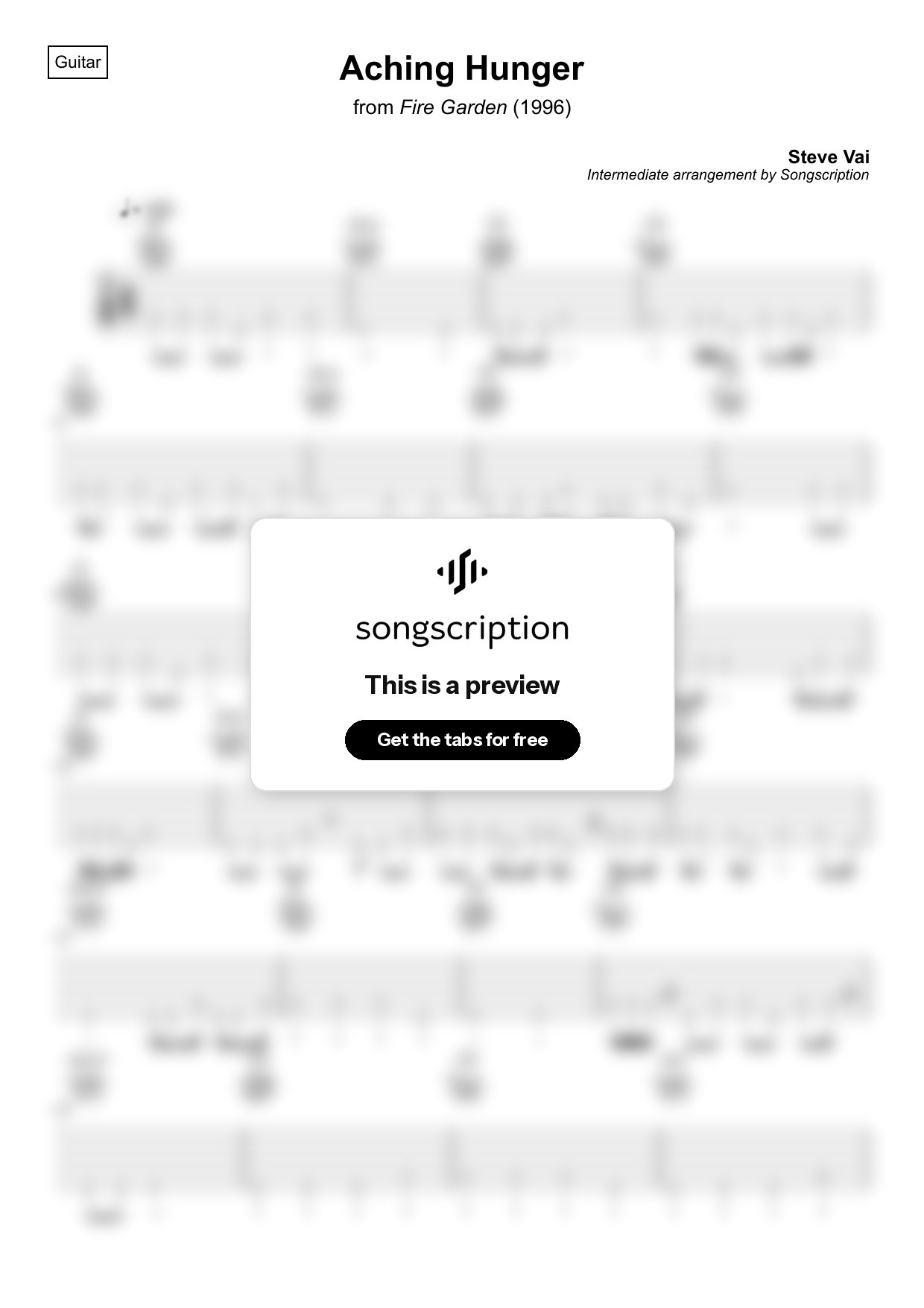 Intermediate Acoustic Guitar Tabs for "Aching Hunger" by Steve Vai