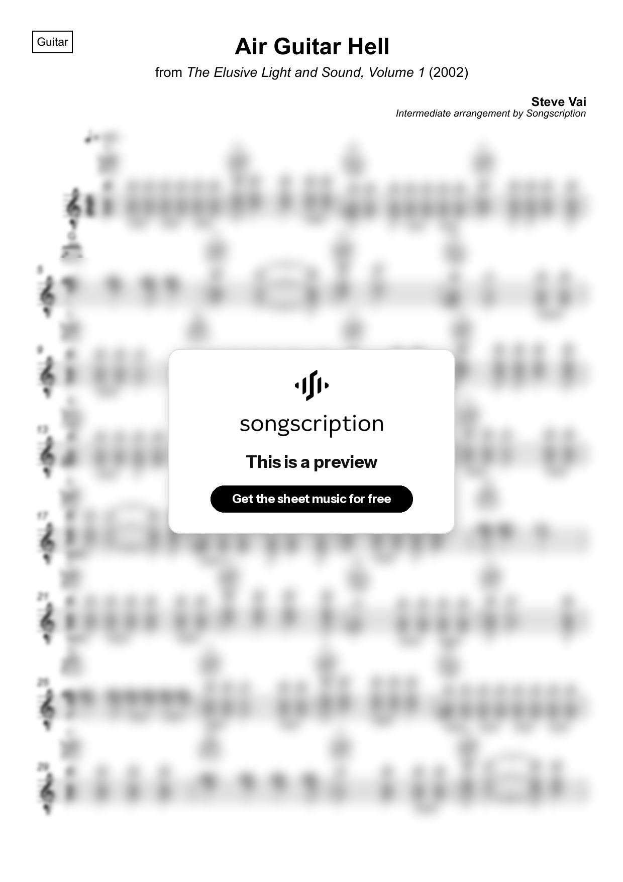 Intermediate Acoustic Guitar Sheet Music for "Air Guitar Hell" by Steve Vai