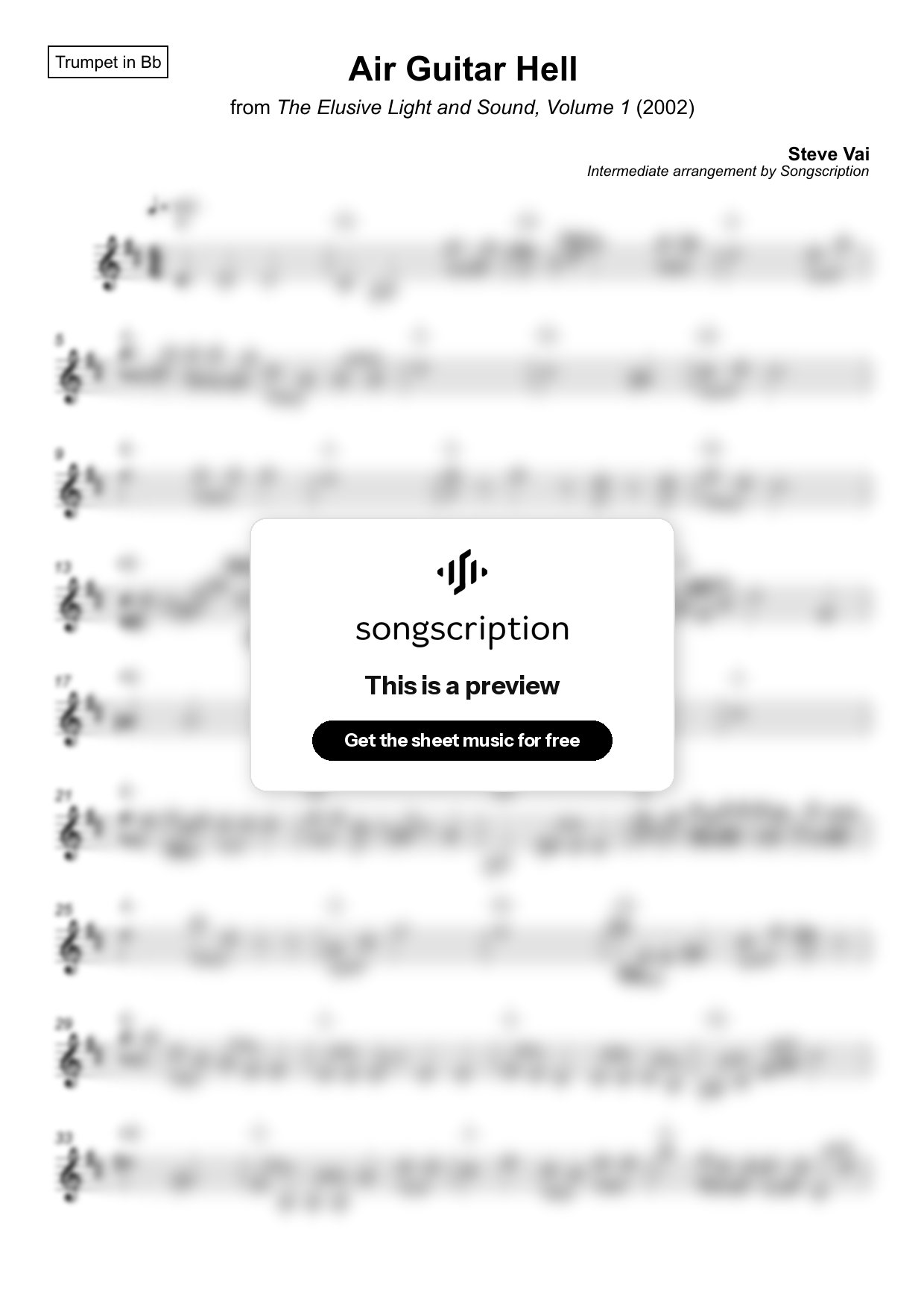 Intermediate Trumpet Sheet Music for "Air Guitar Hell" by Steve Vai