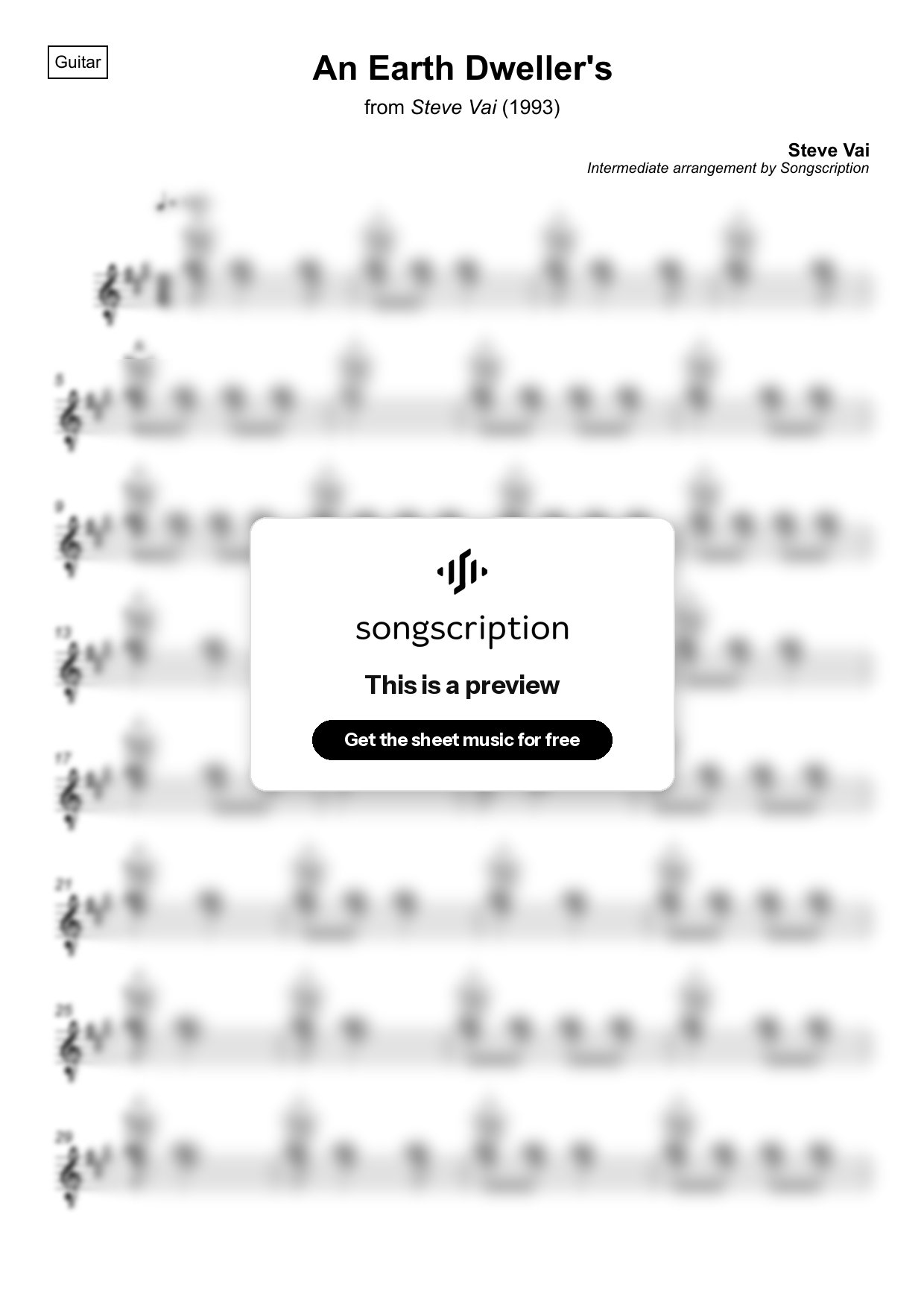 Intermediate Acoustic Guitar Sheet Music for "An Earth Dweller's" by Steve Vai