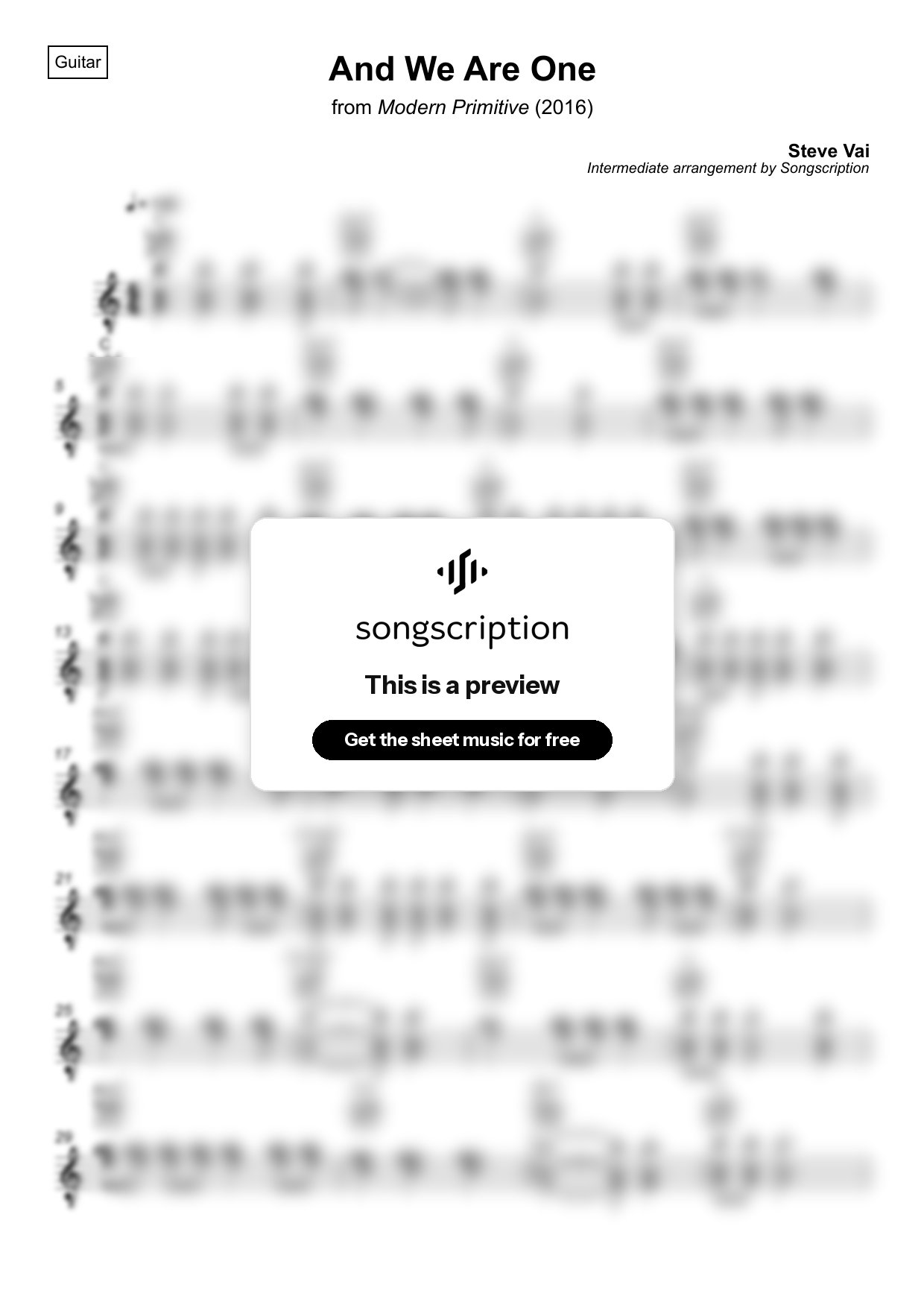 Intermediate Acoustic Guitar Sheet Music for "And We Are One" by Steve Vai