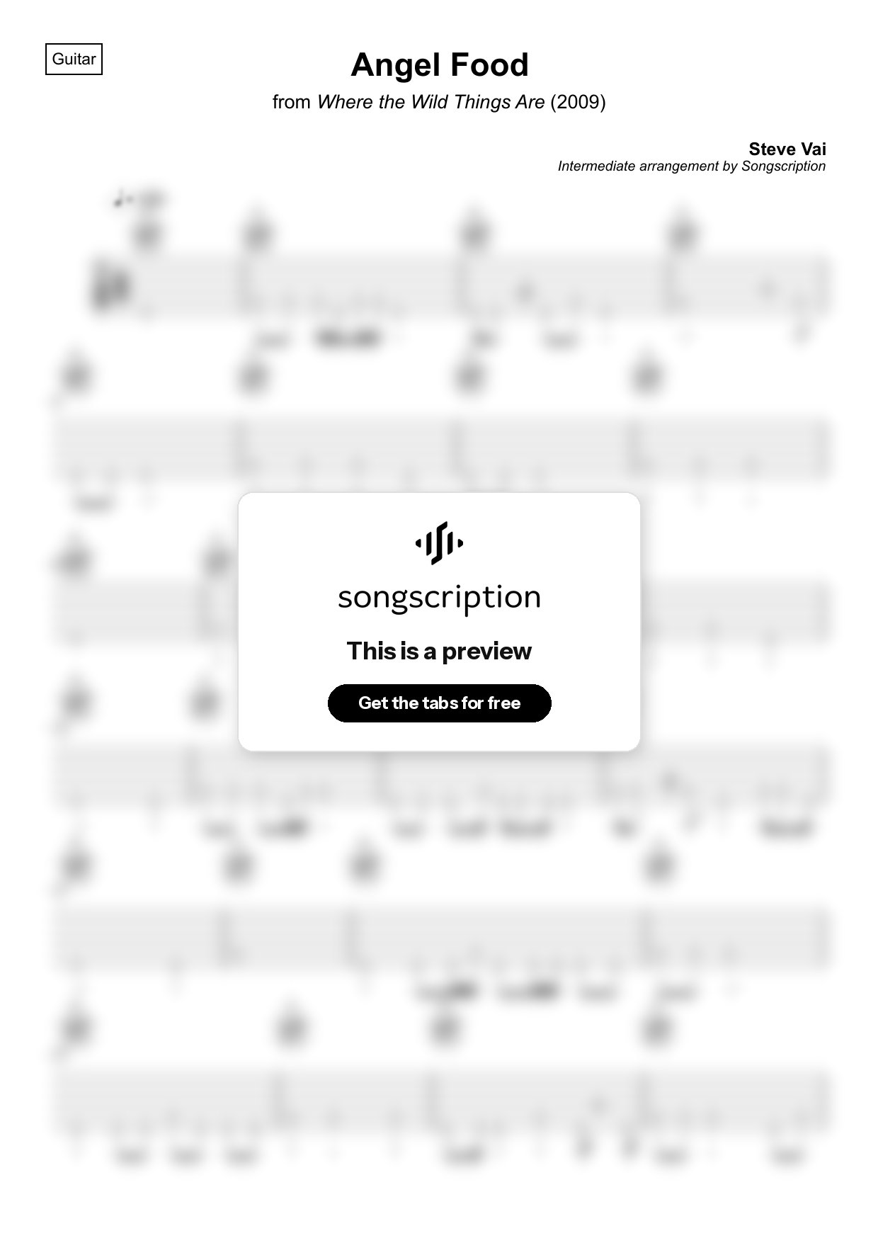 Intermediate Acoustic Guitar Tabs for "Angel Food" by Steve Vai