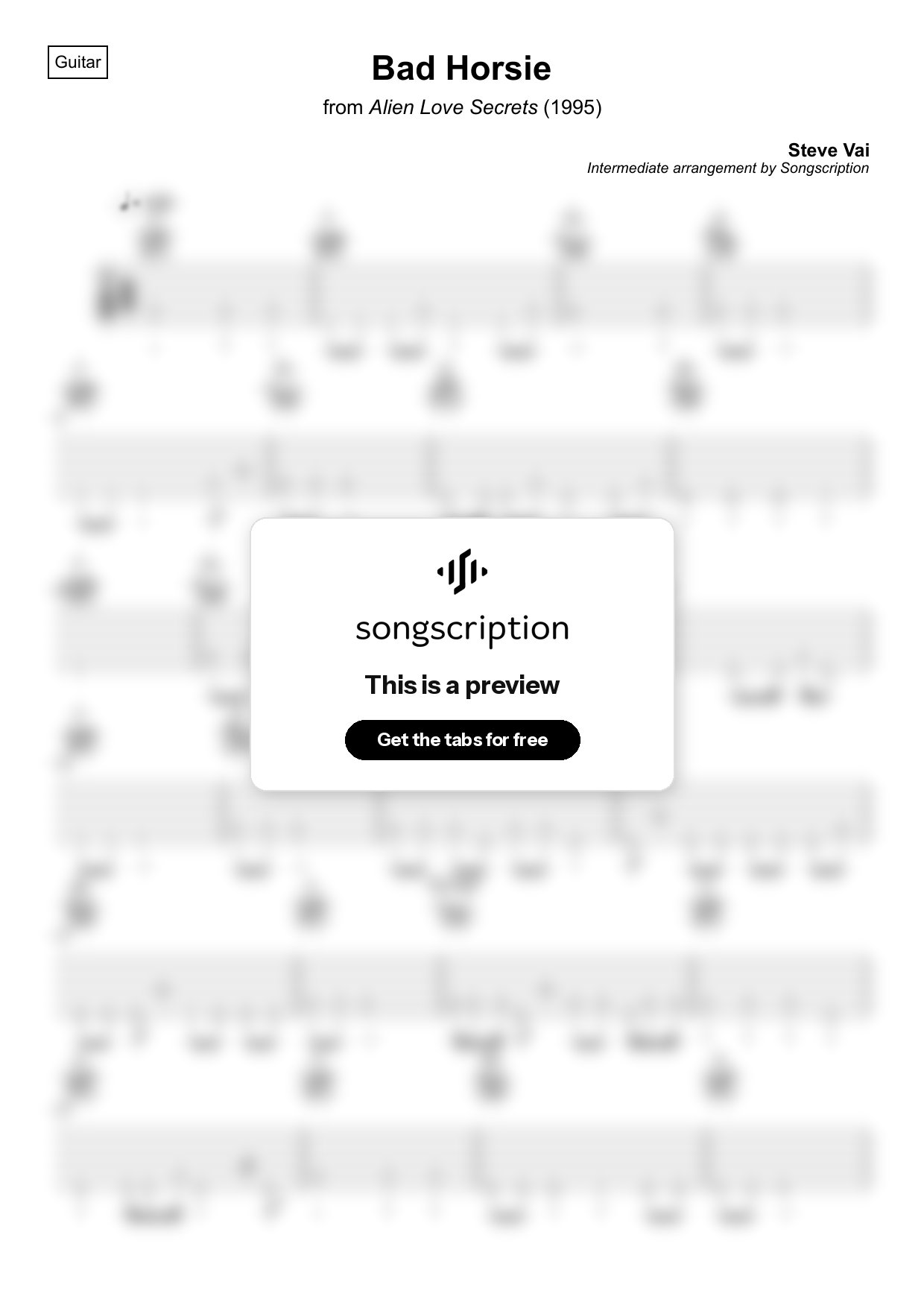 Intermediate Acoustic Guitar Tabs for "Bad Horsie" by Steve Vai