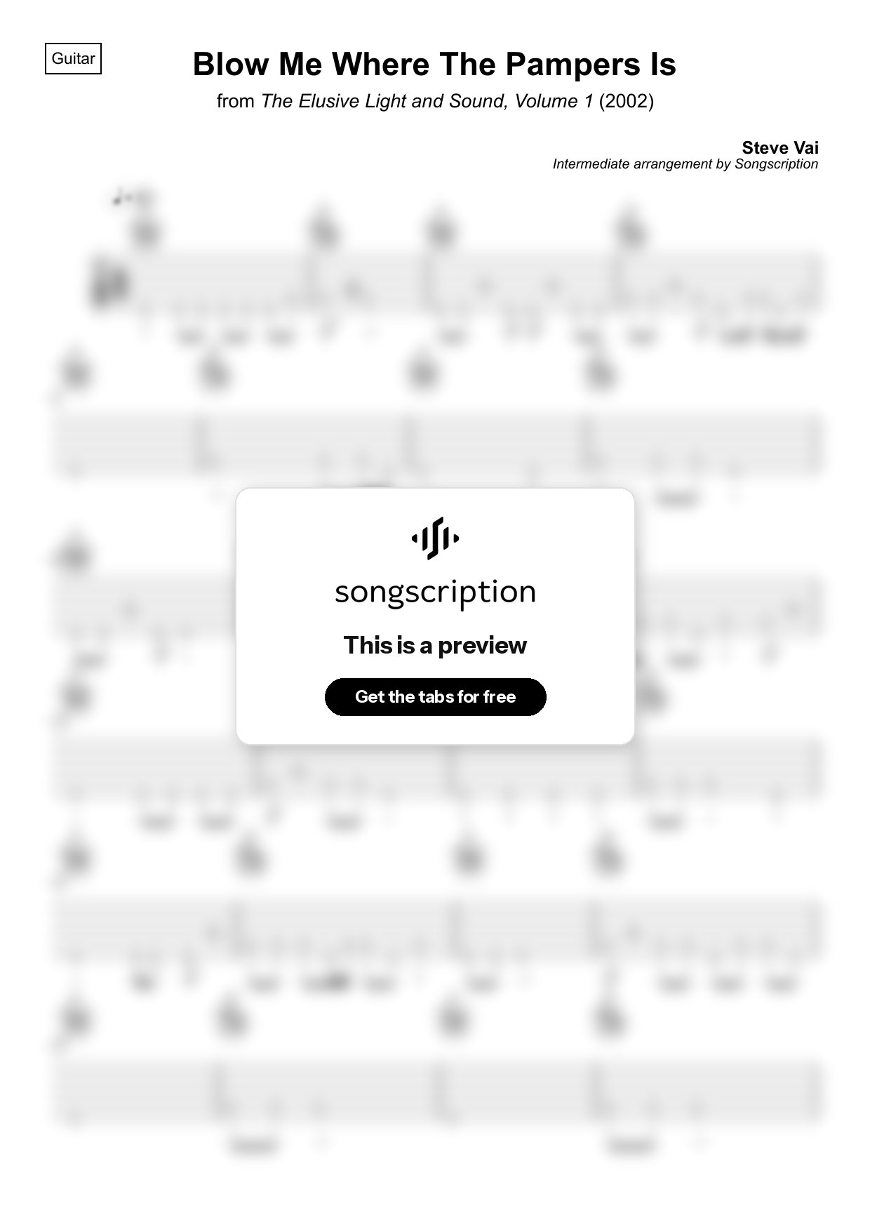 Intermediate Acoustic Guitar Tabs for "Blow Me Where The Pampers Is" by Steve Vai
