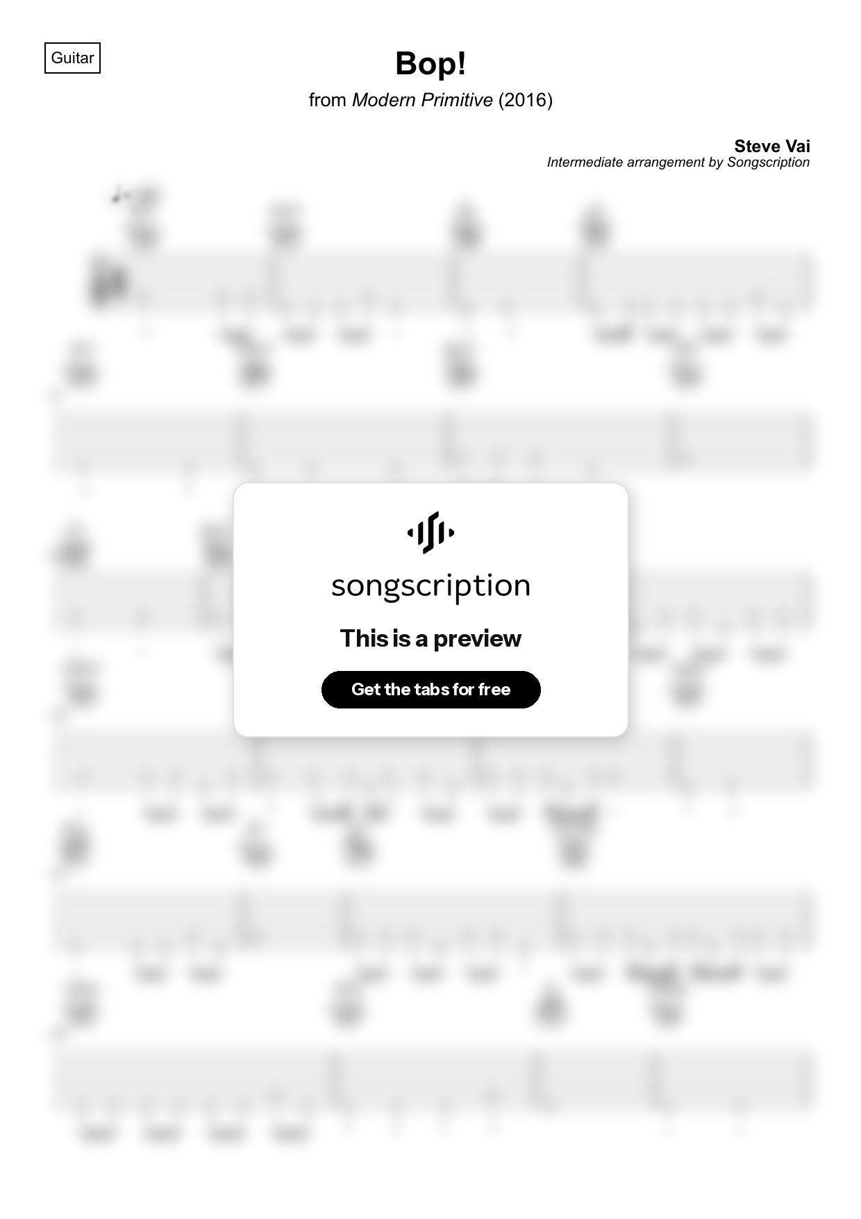 Intermediate Acoustic Guitar Tabs for "Bop!" by Steve Vai