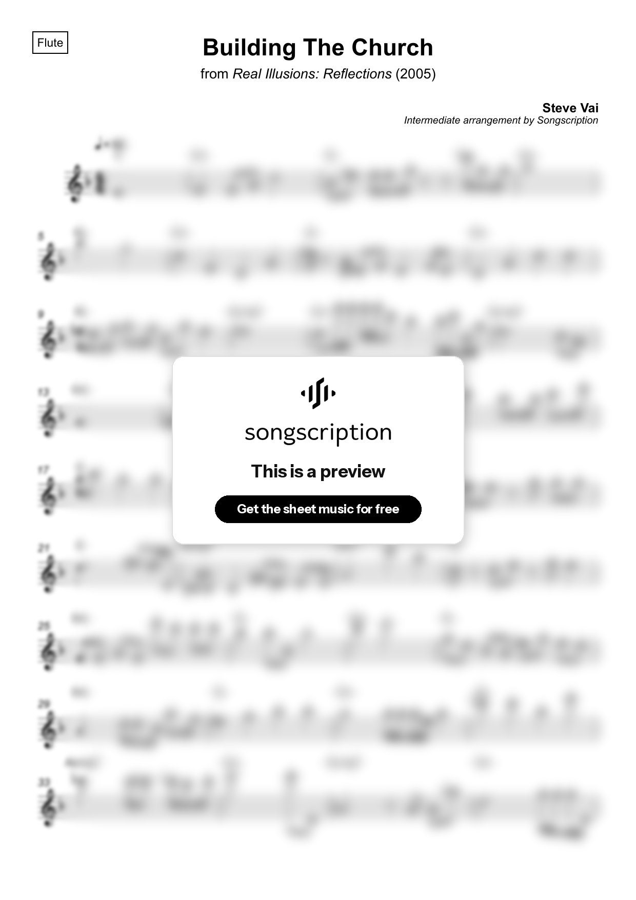 Intermediate Flute Sheet Music for "Building The Church" by Steve Vai