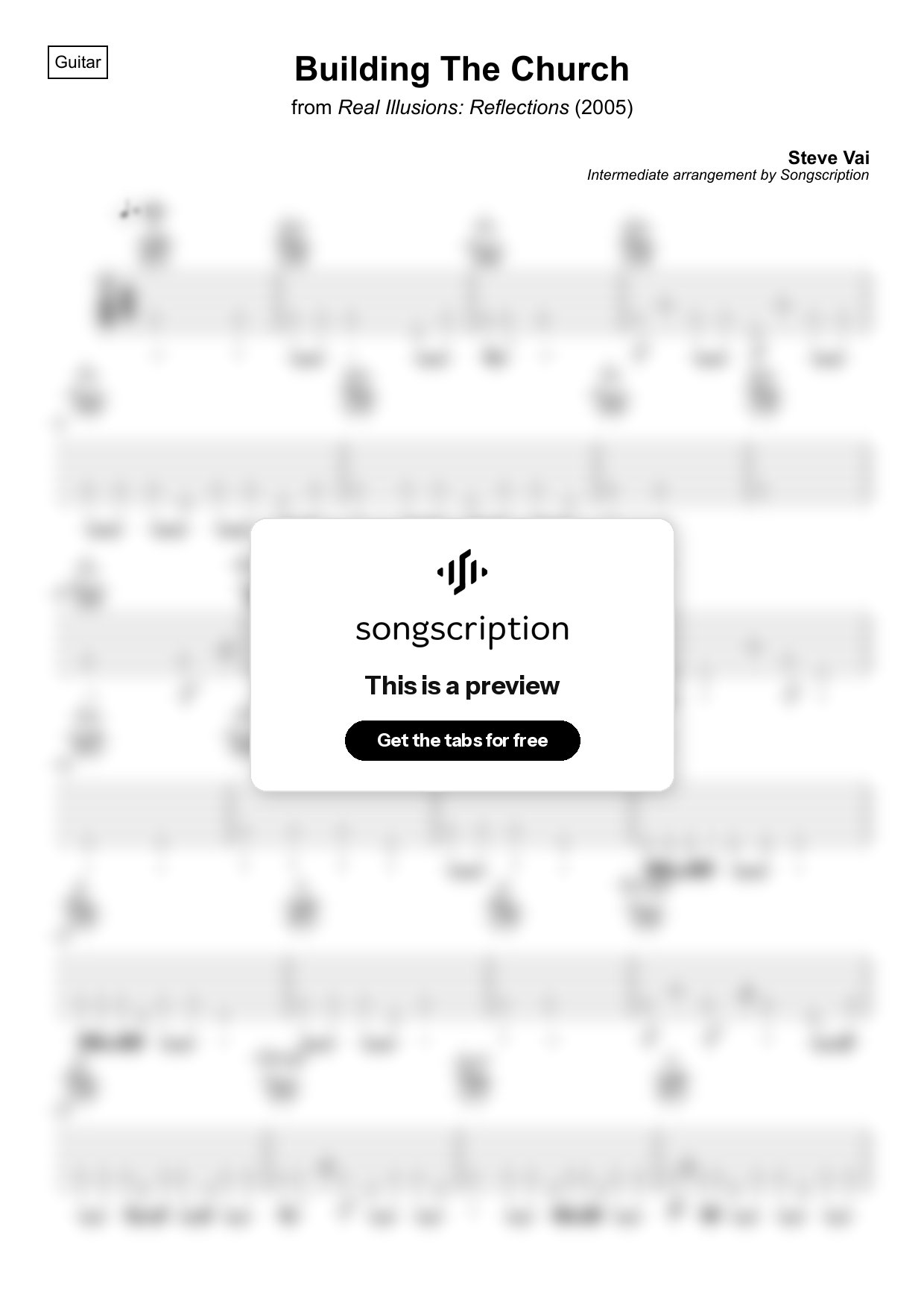 Intermediate Acoustic Guitar Tabs for "Building The Church" by Steve Vai