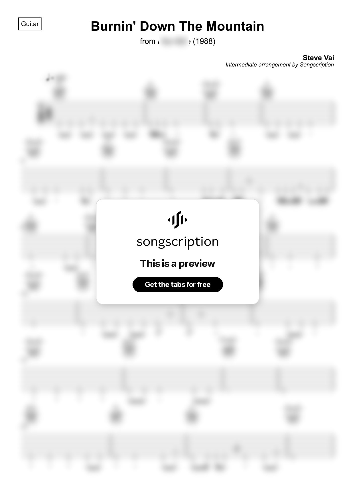 Intermediate Acoustic Guitar Tabs for "Burnin' Down The Mountain" by Steve Vai