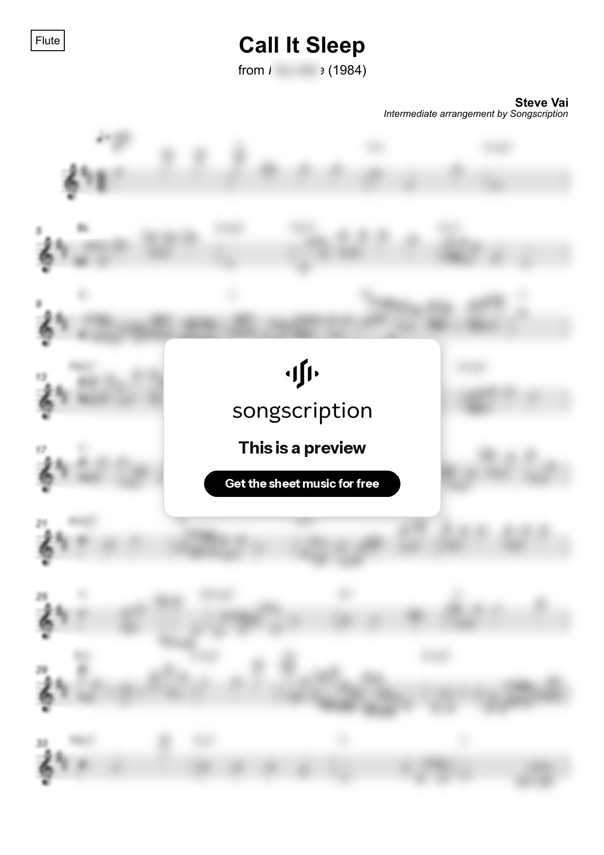 Intermediate Flute Sheet Music for "Call It Sleep" by Steve Vai