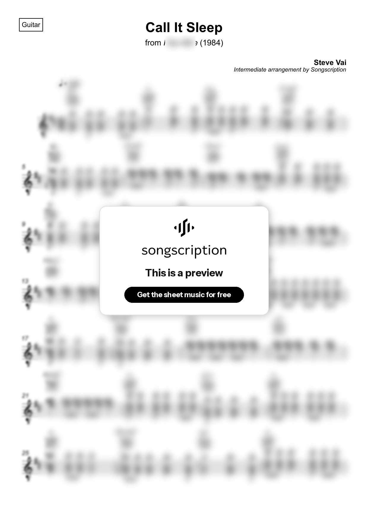 Intermediate Acoustic Guitar Sheet Music for "Call It Sleep" by Steve Vai