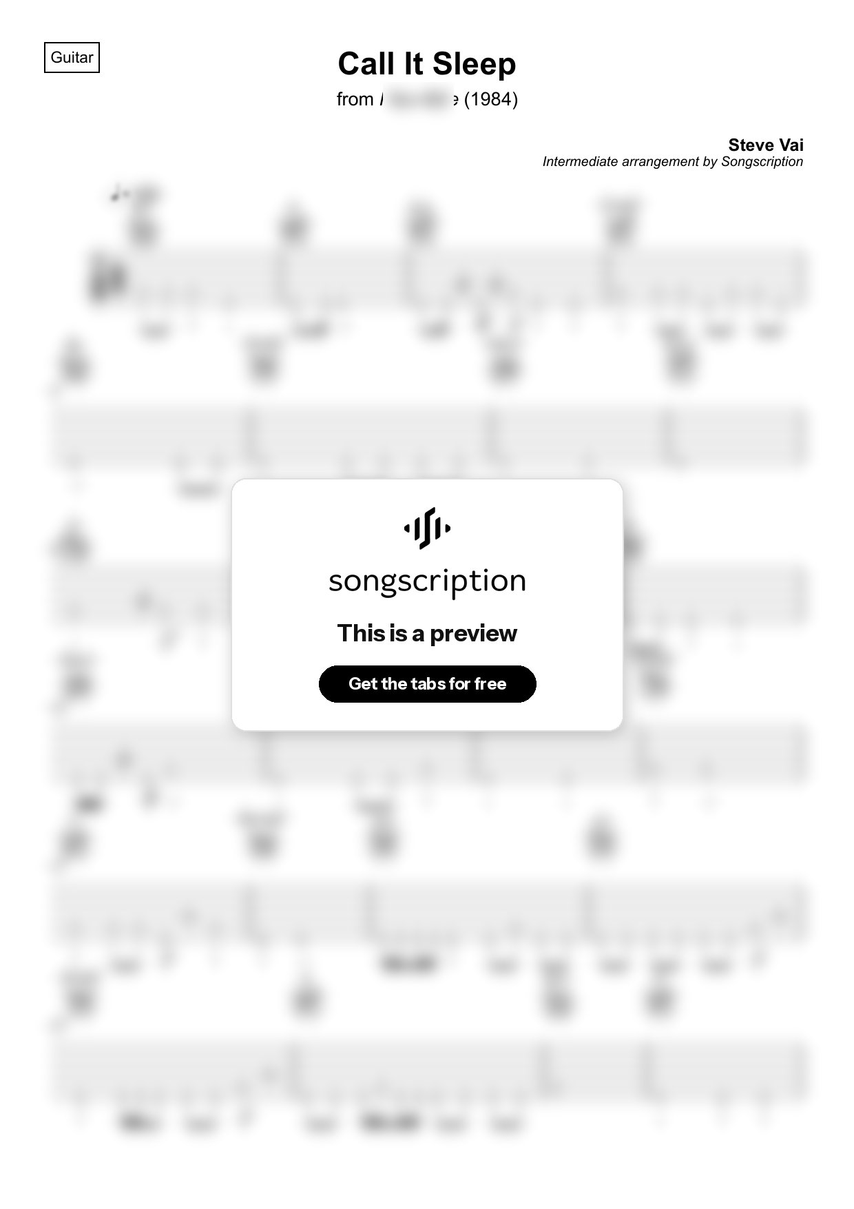 Intermediate Acoustic Guitar Tabs for "Call It Sleep" by Steve Vai